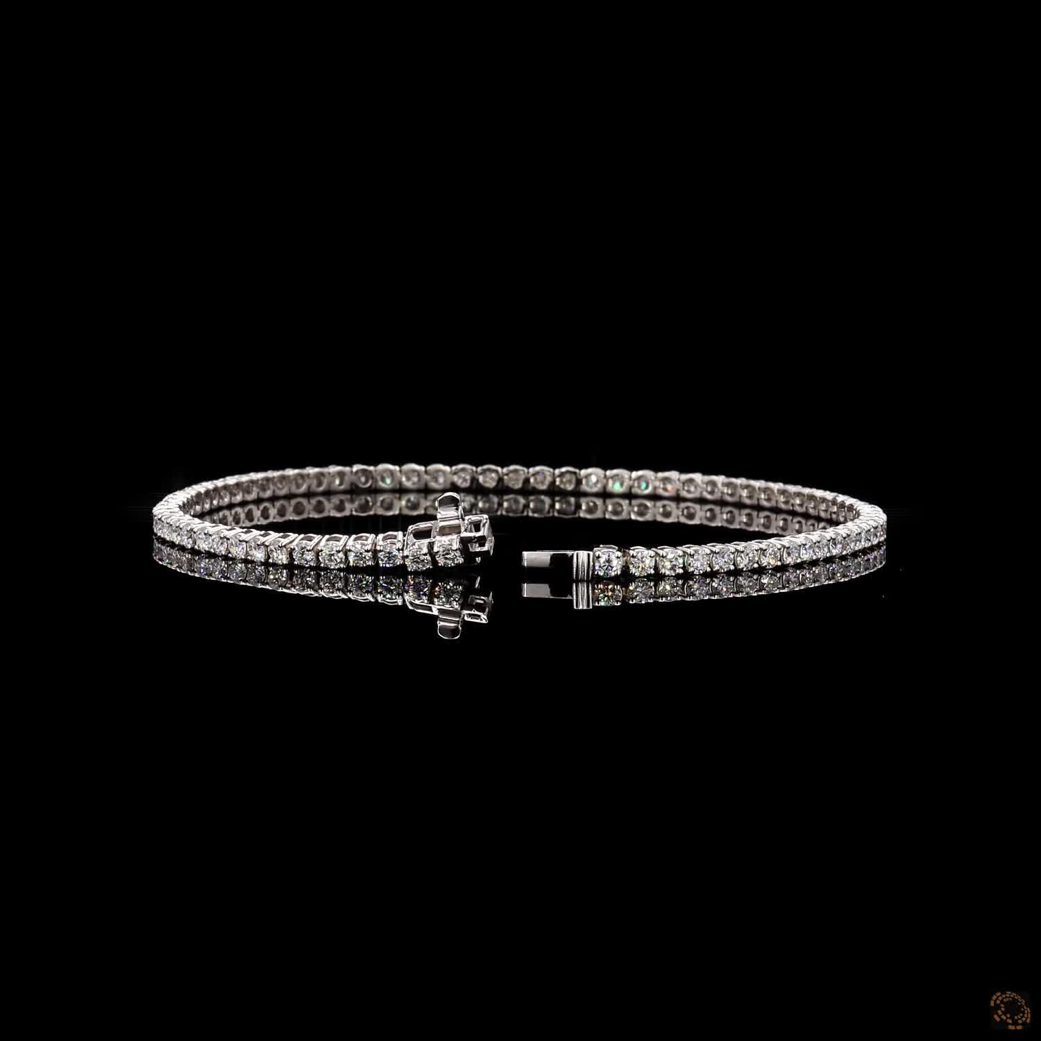 2.53 Ct White Gold Round Cut Tennis Bracelet, Dainty Uniform Eternity Line Bracelet, Elegant Stacking Fine Jewelry Gift for Her