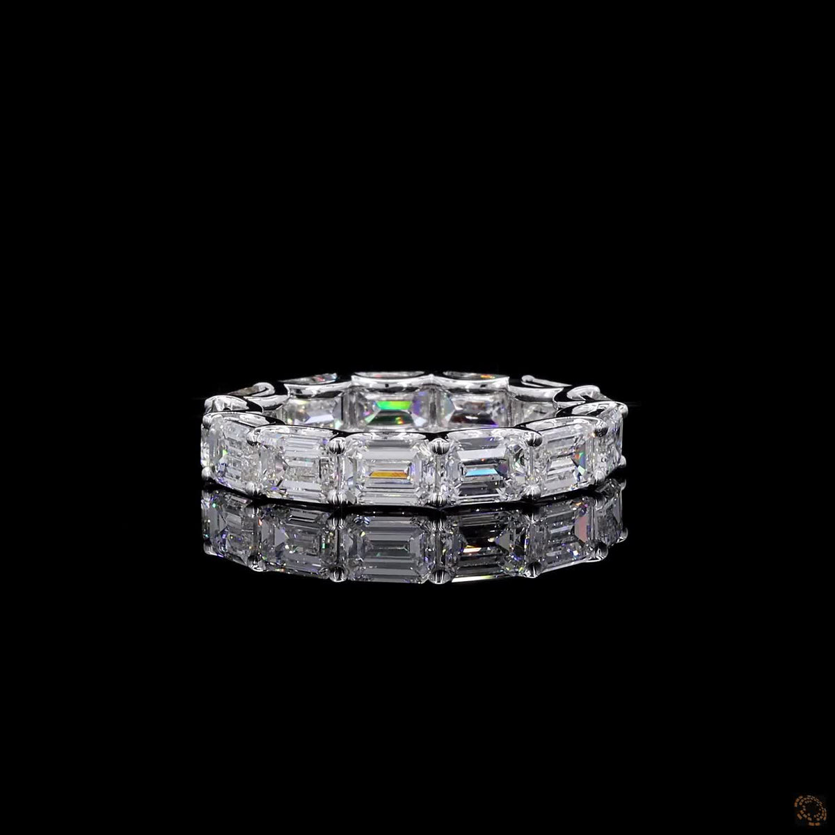 6.83 Ct East-West Emerald Cut Diamond Eternity Band set in white gold