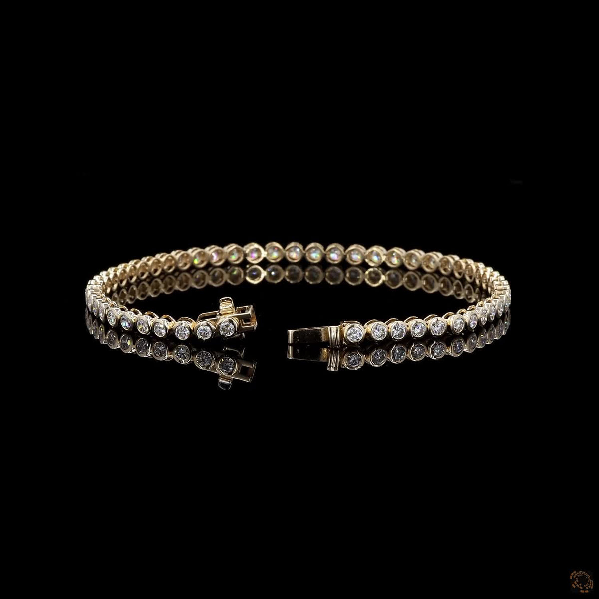2.77 Ct Bezel Set Round Tennis Bracelet in 14K Yellow Gold | Uniform Round Diamond Alternative Line Bracelet