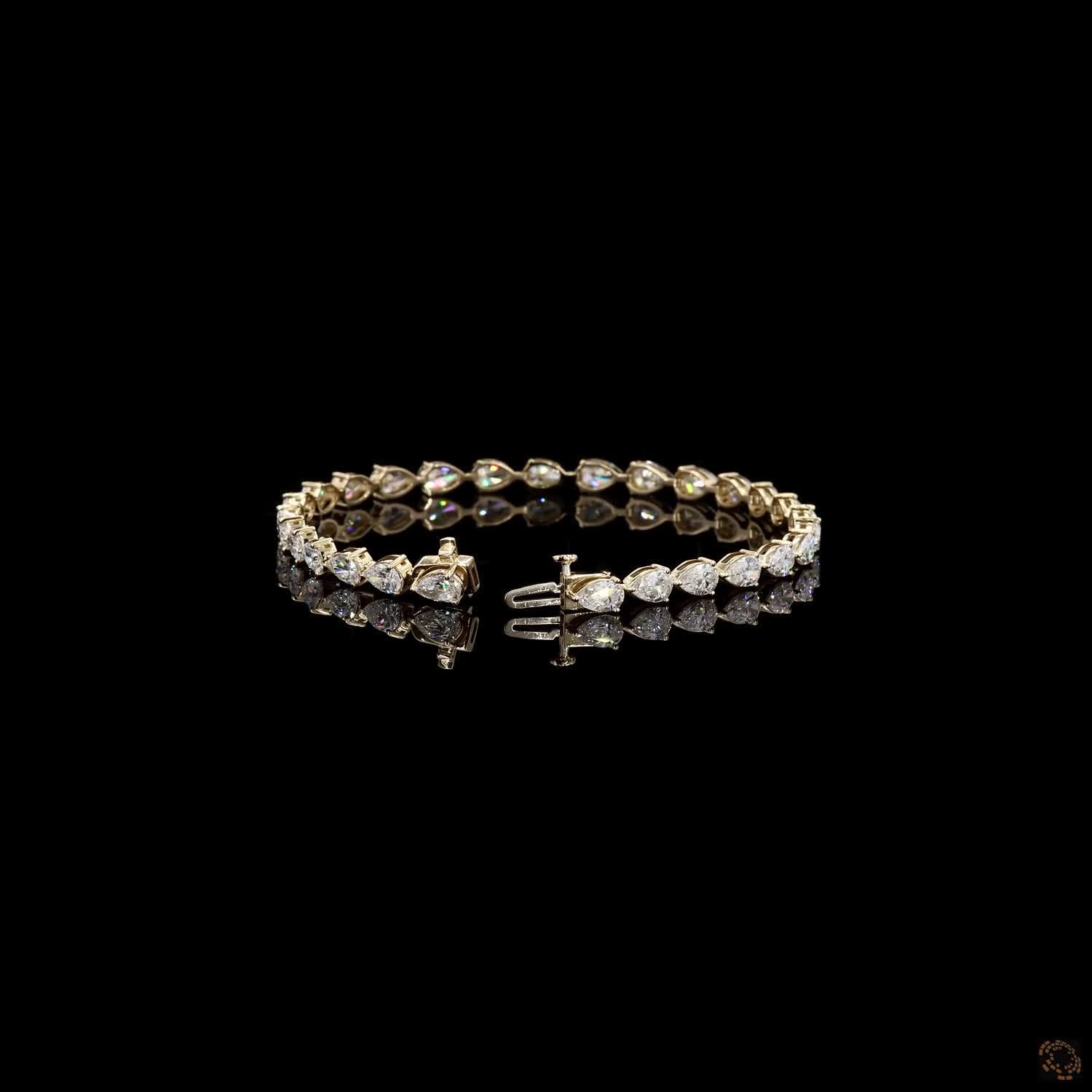 7.00 Ct Yellow Gold Fency  Bracelet, Horizontal East West Moissanite Eternity Bracelet, Modern Everyday Stackable Fine Jewelry, Chic Gift for Her