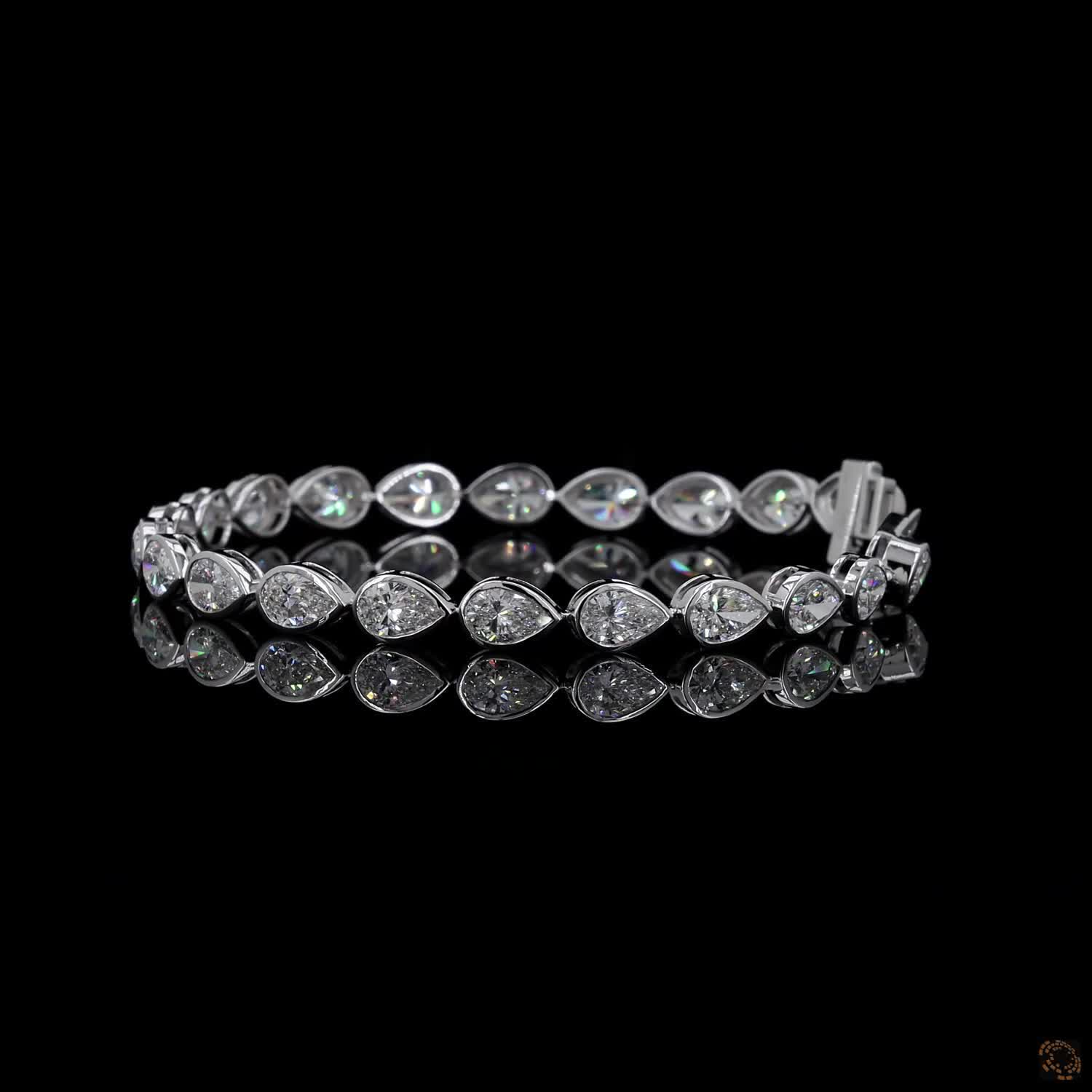 10.67 Ct Pear Cut Diamond Tennis Bracelet, Bezel Set Diamond Bracelet, Teardrop Diamond Bracelet, White Gold Pear Diamond Bracelet, Lab-Grown Pear Tennis Bracelet