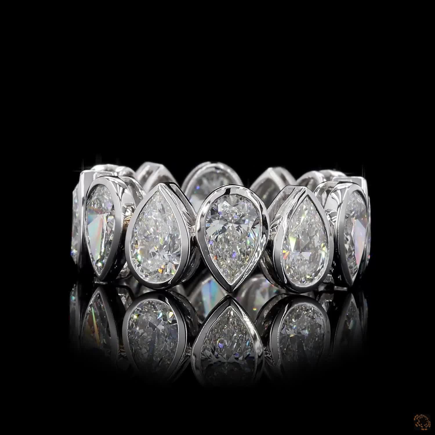 6.88 Ct Pear Cut Bezel Set Diamond Eternity Ring | 14K White Gold Lab Grown Diamond Band