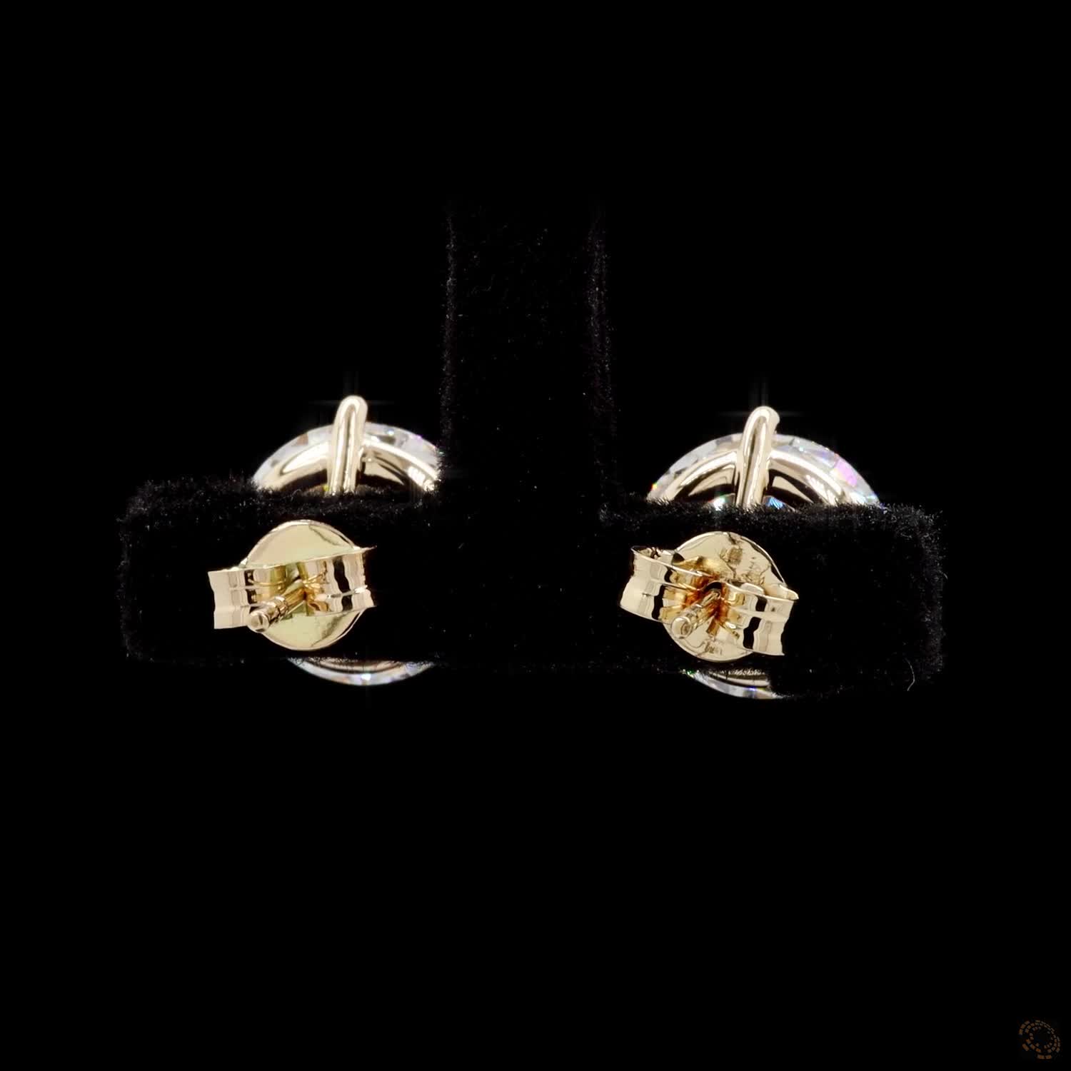 8.03 Ct Round Diamond Solitaire Stud Earrings, High-Polish 14K Yellow Gold 3-Prong Martini Studs for Women