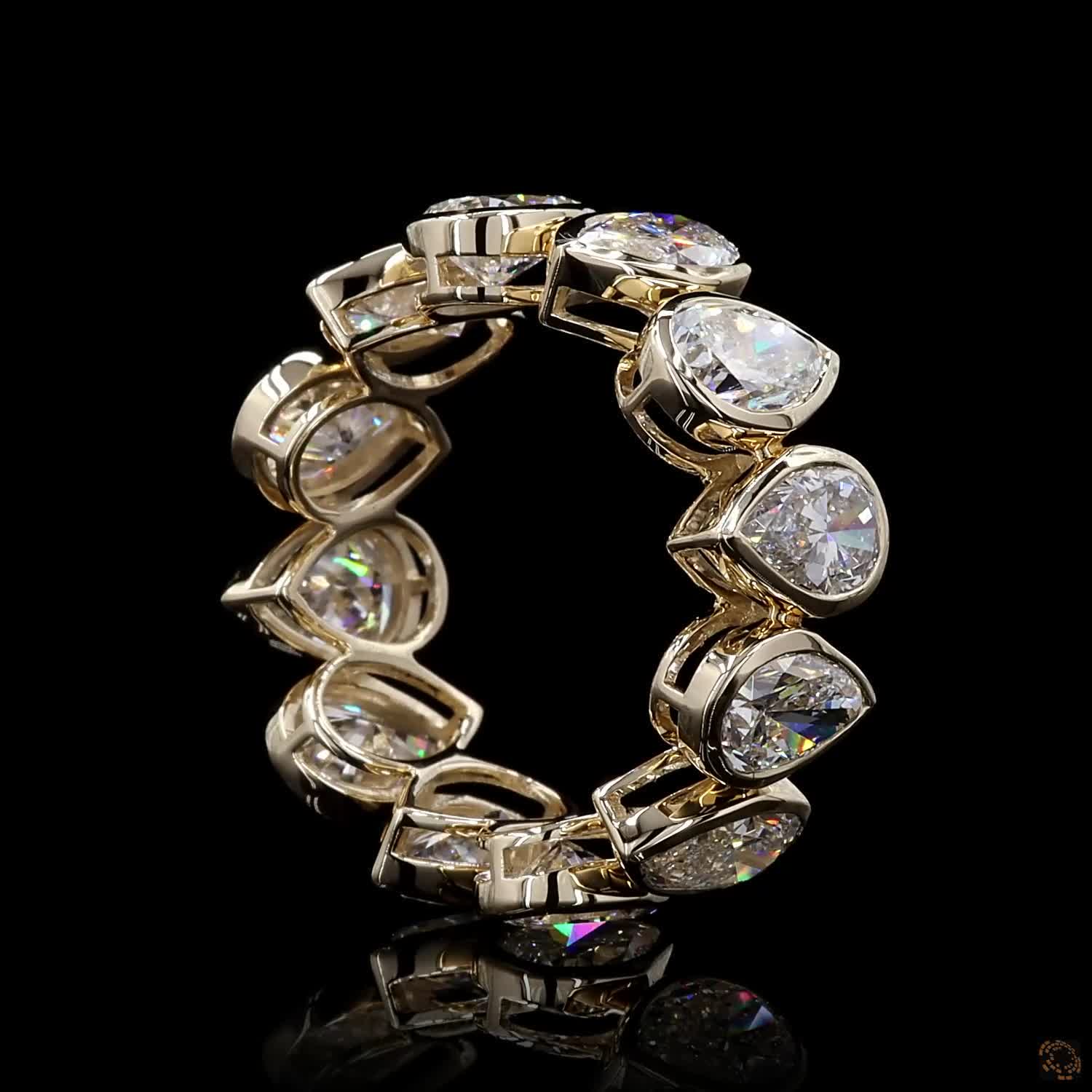 7.89 CT 14K Gold Pear Cut Diamond Eternity Band Ring | Luxury Teardrop Diamond Wedding & Anniversary Ring