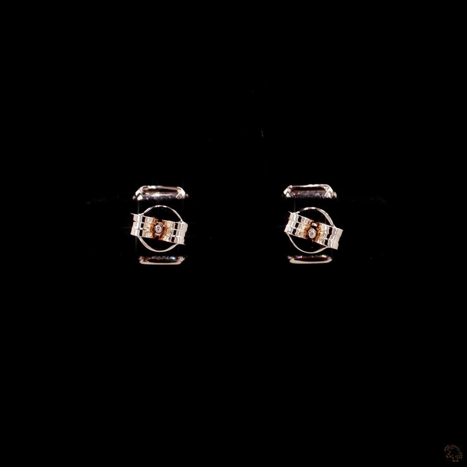 3.15 Ct  Yellow  Gold Emerald Cut Solitaire Bezel Set Stud Earrings