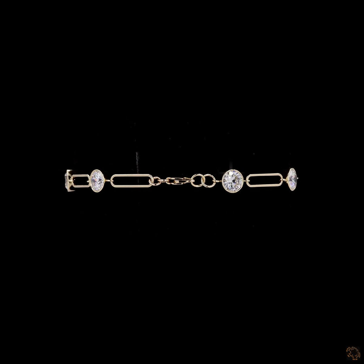 4.23 Ct Bezel-Set Round Diamond Paperclip Chain Bracelet in Yellow Gold