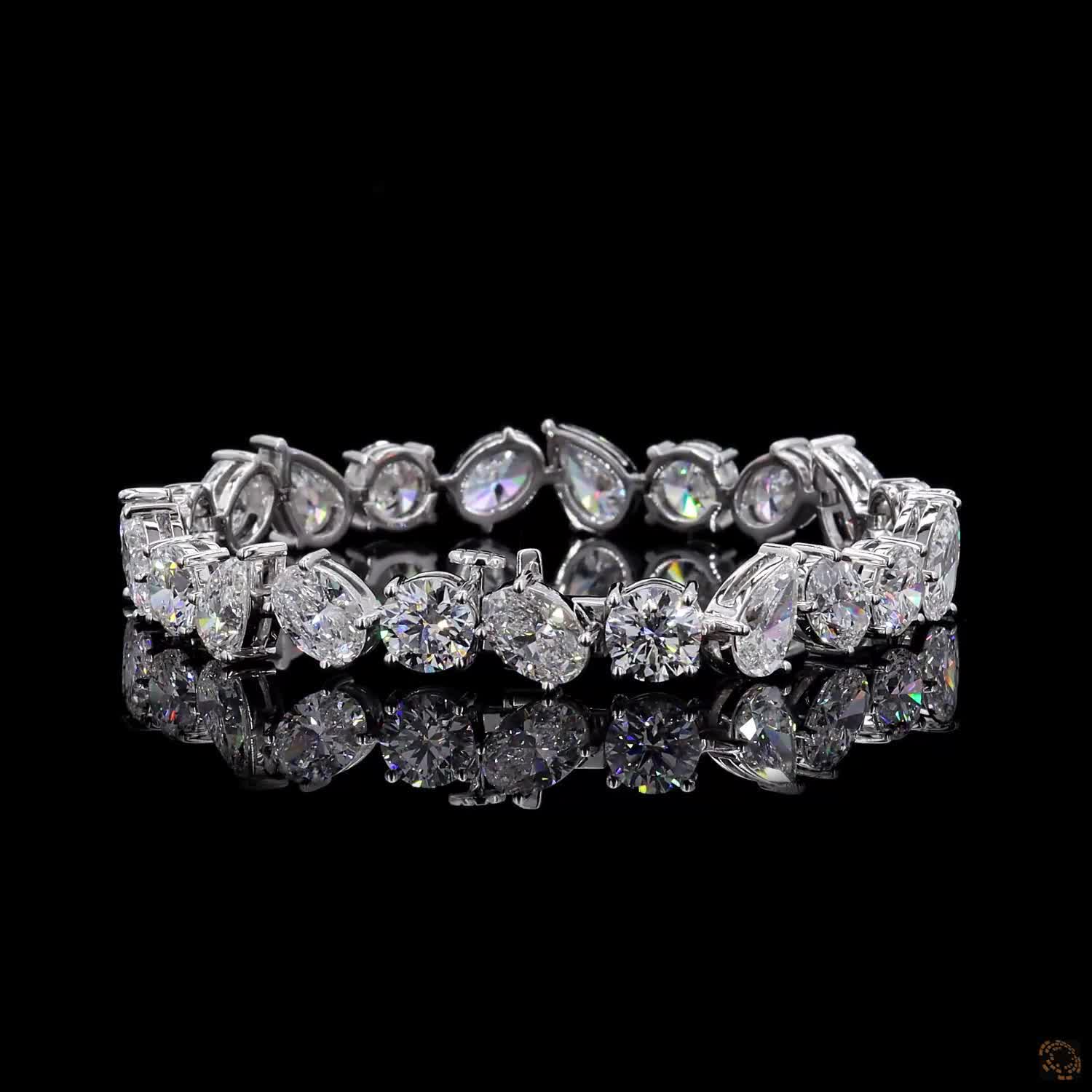 24.56 Ct White Gold Mixed Shape  Cluster Fancy  Bracelet, Asymmetrical Fancy Cut  Bracelet, Fine Jewelry Gift
