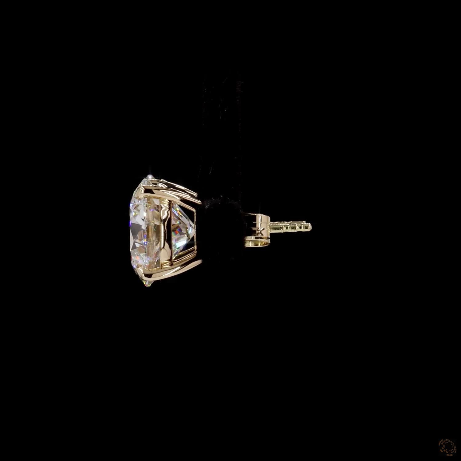 10.12 Ct Round Diamond Solitaire Stud Earrings, High-Polish 14K Yellow Gold 4-Prong Claw Studs for Women