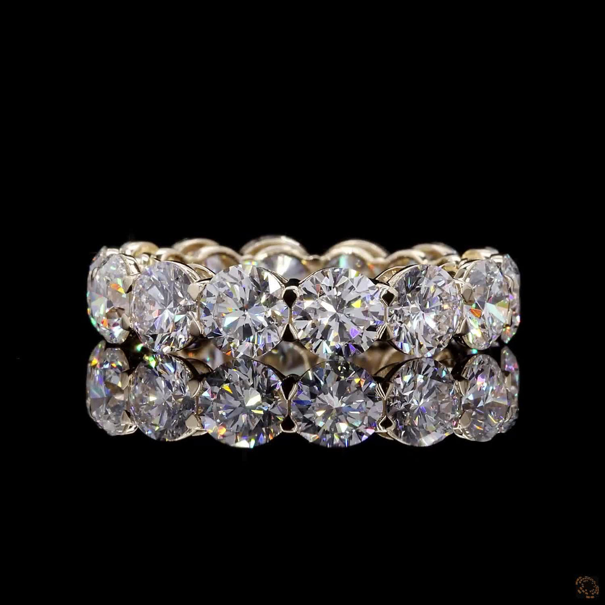 6.67 Ct  Full Eternity Wedding Band, Round Brilliant Cut Shared Prong Bridal Band in White Gold