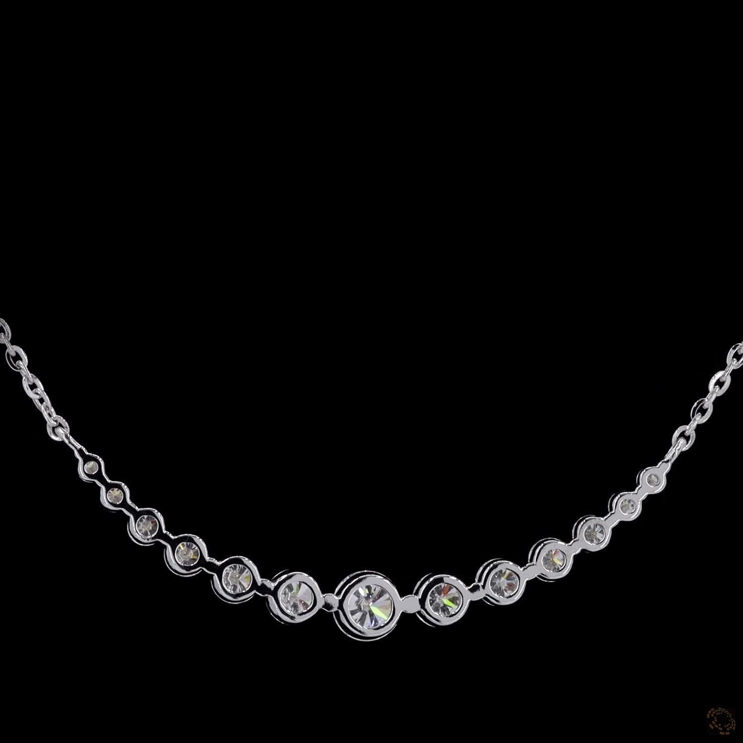 2.10 Ct Round Cut Diamond Tennis Necklace, Graduated Diamond Statement Necklace, Classic Brilliant Cut Diamond Necklace, Luxury Fine Jewelry Gift