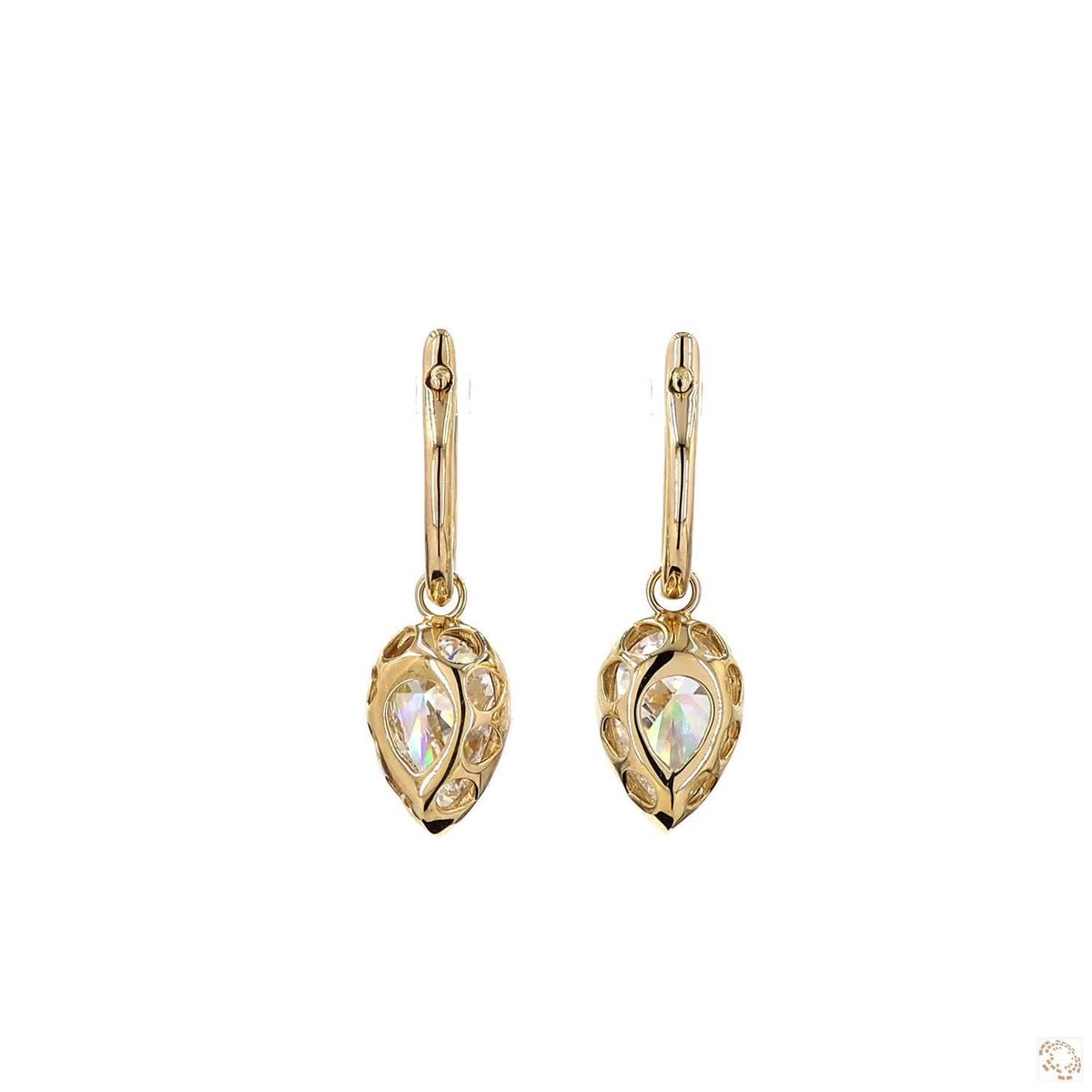 6.03 Ct Solitaire Georgian Earring | Pear Cut Bezel Set Diamond Dangle Hoop Earrings | Elegant Minimalist Luxury Earrings for Women
