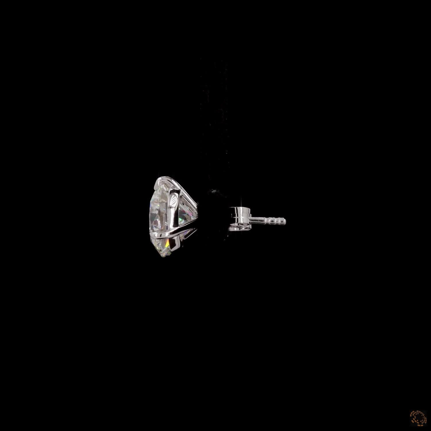 8.15 Prong Martini Round Diamond Stud Earrings in White Gold / Platinum
