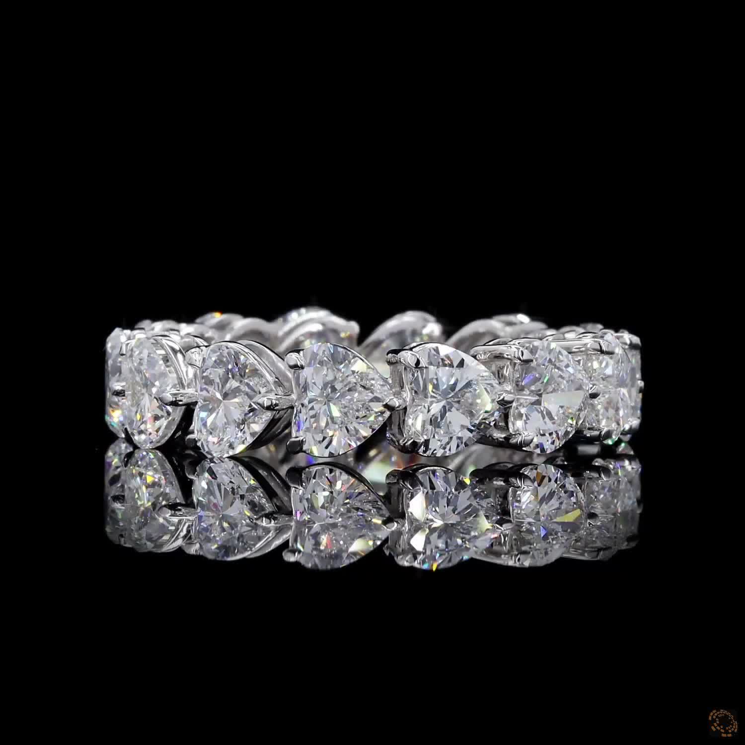 5.38 Ct Heart Shaped Diamond Eternity Ring | 14K White Gold Heart Cut Diamond Wedding Band for Women