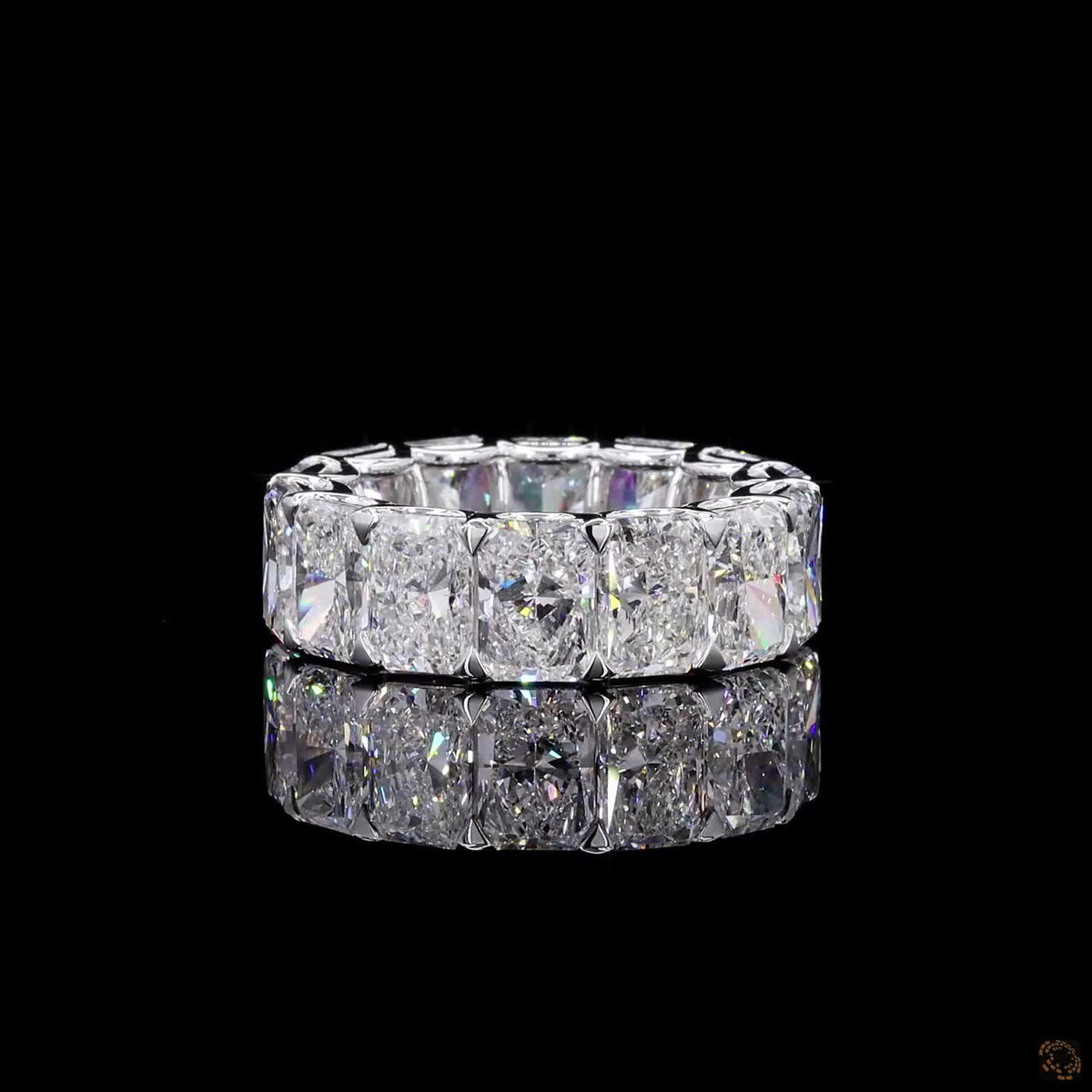 14.6 Ct Radiant Cut Diamond Eternity Band, Vertical Radiant Cut Wedding Ring, Elongated Cushion Eternity Band, Shared-Prong Radiant Ring