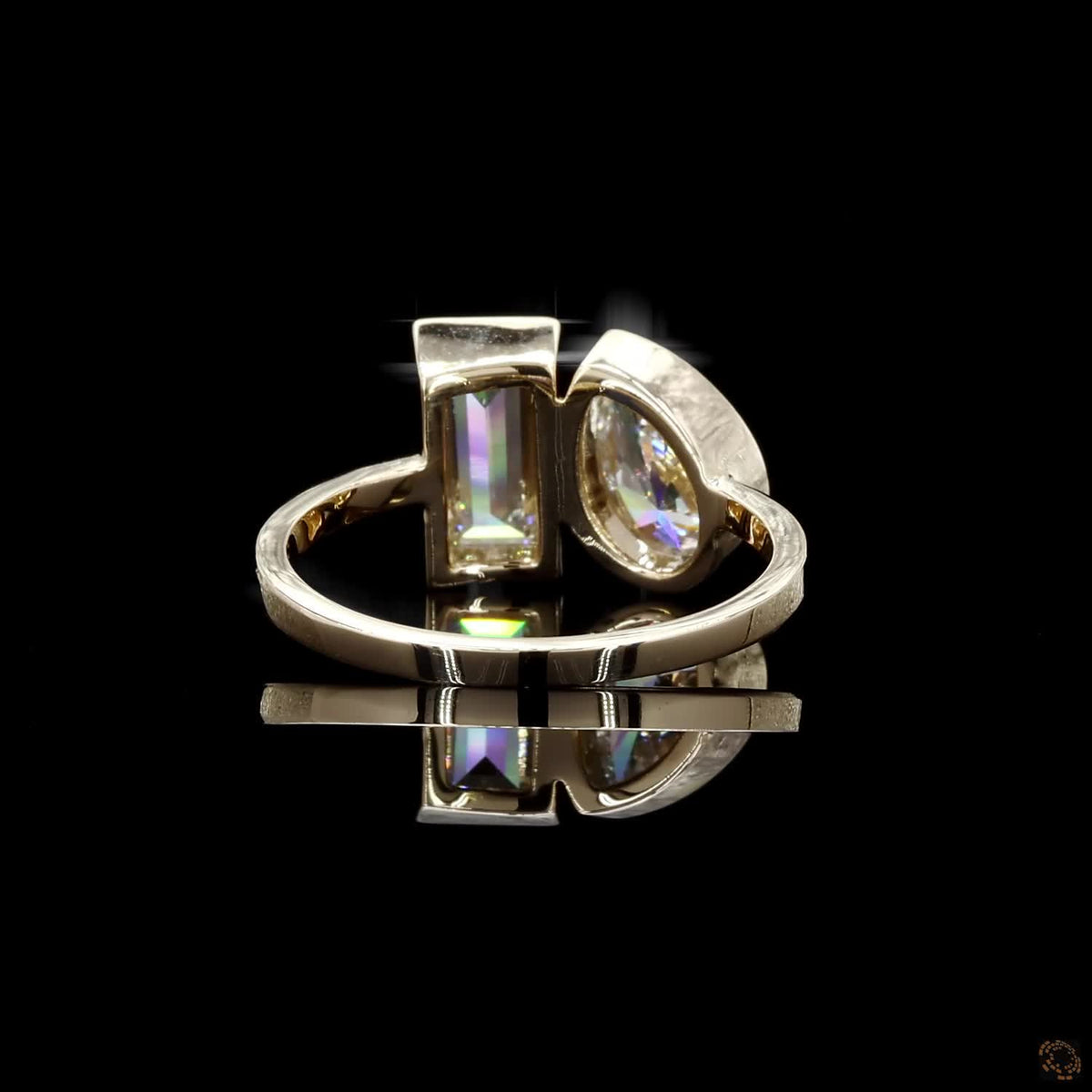 1.97 Ct Pear & Baguette Cut Lab Grown Diamond Ring 14k Yellow Gold