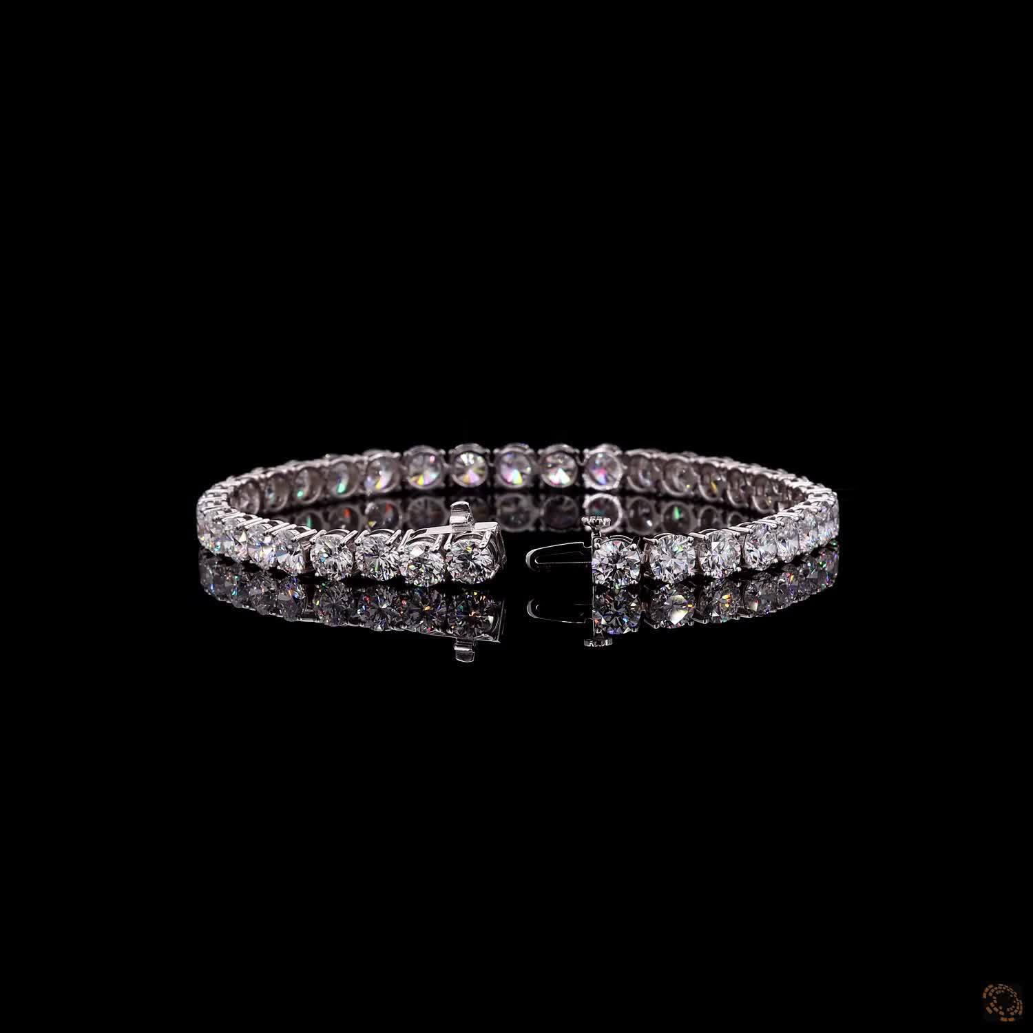 14.85 Ct Round Cut Moissanite Classic Tennis Bracelet in 14K White Gold | 4-Prong Diamond Alternative Line Bracelet