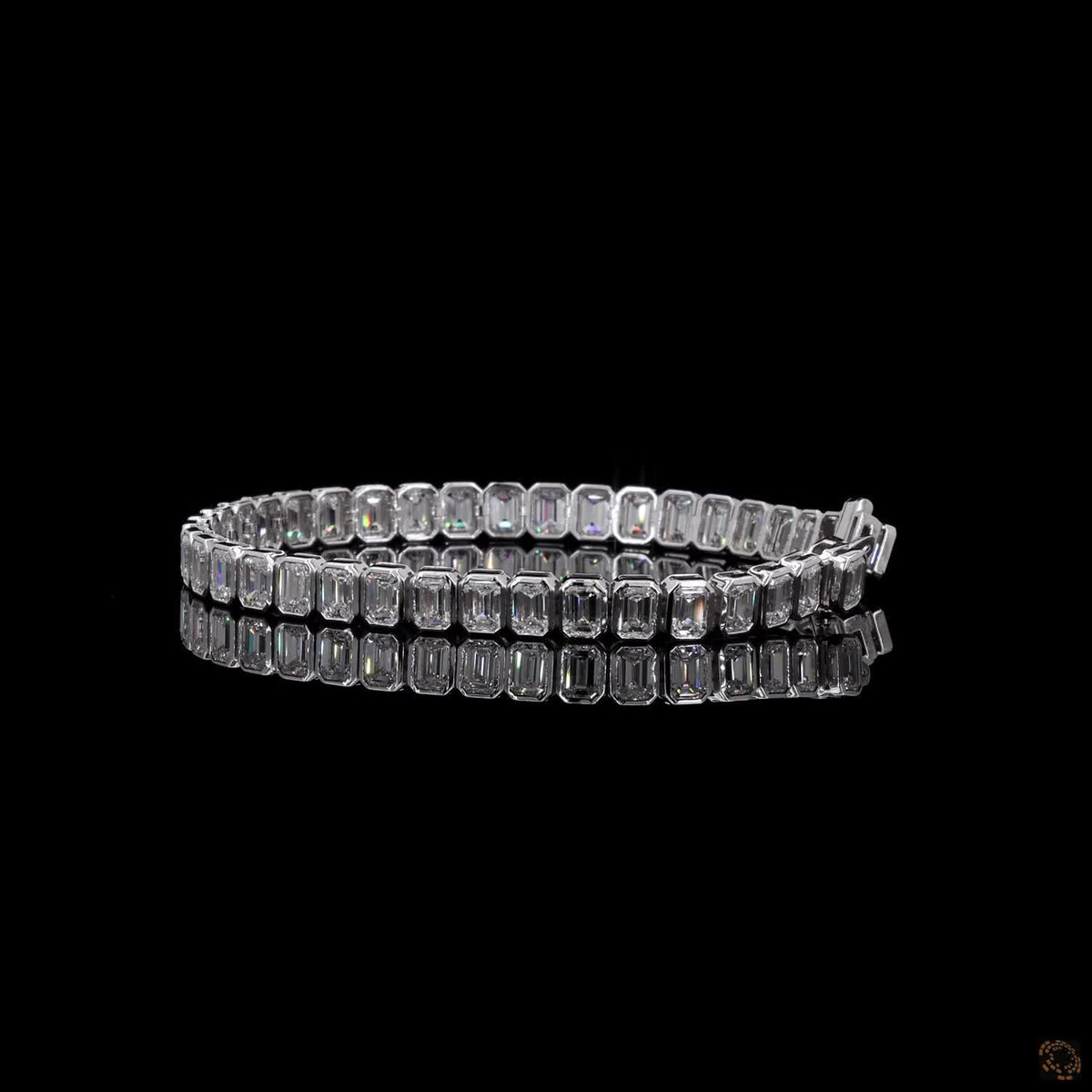 15.37 Ct Silver Rectangular Crystal Tennis Bracelet for Women – Elegant Sparkling Link Bracelet