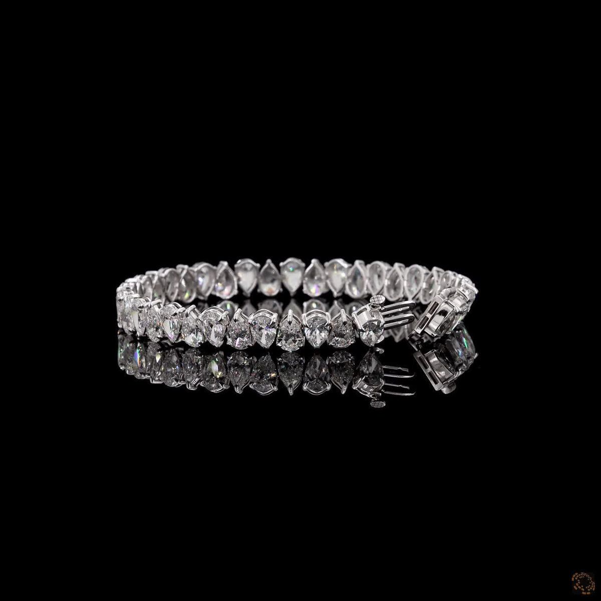 20.09 Ct White Gold Pear Shape Bracelet, Tear Drop Eternity Fancy  Bracelet, Elegant Bridal Fine Jewelry Gift
