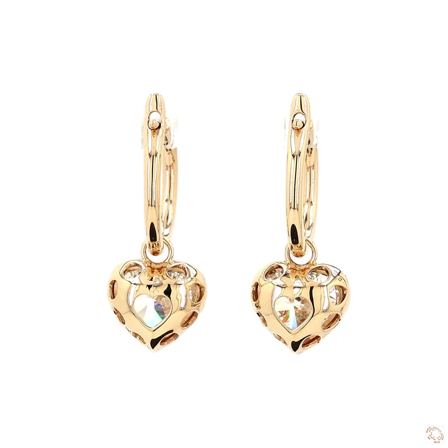 5.16 Ct Blackened Gold Heart Diamond Drip Drop Earrings in 14K Gold