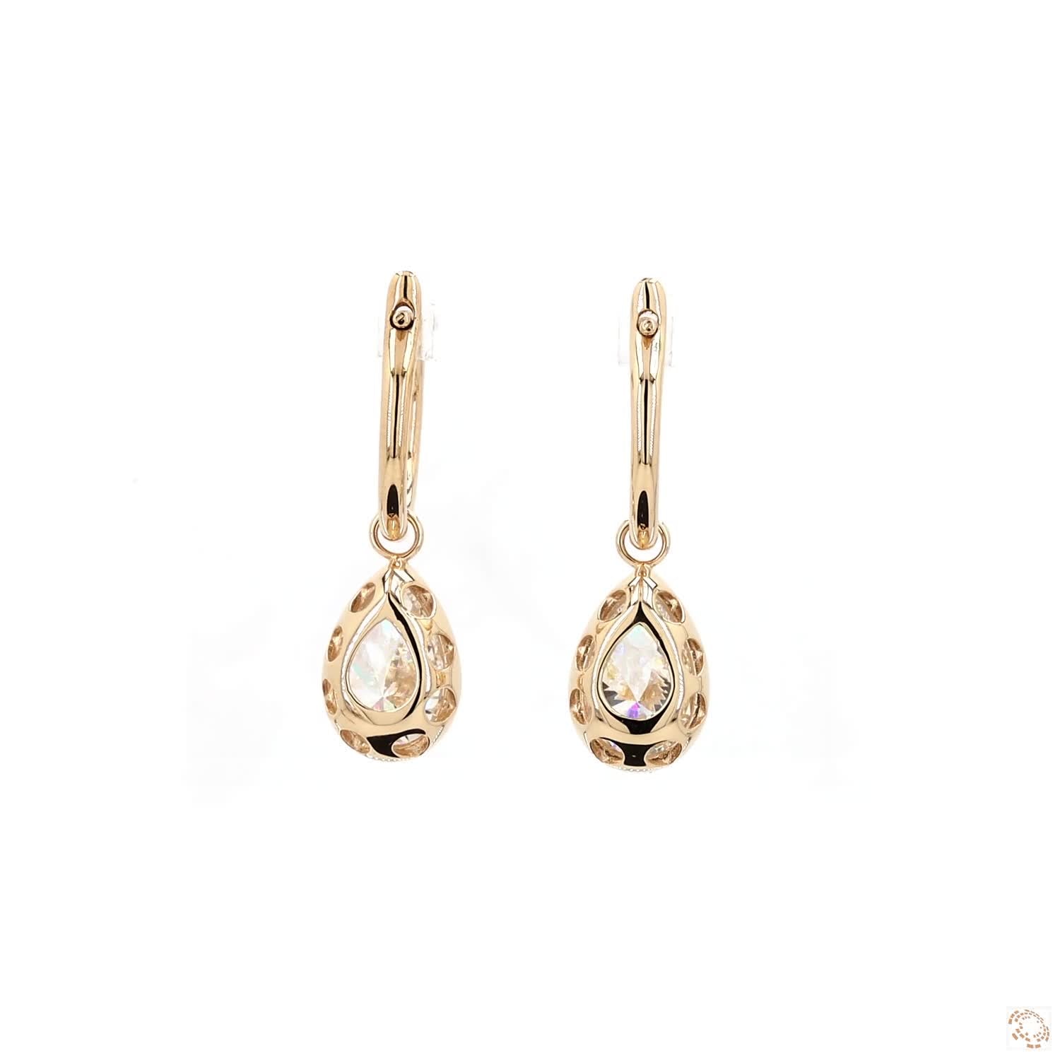 5.07 Ct Gold Pear Solitaire Dangle Earrings | Luxury Pear Cut Crystal Earrings