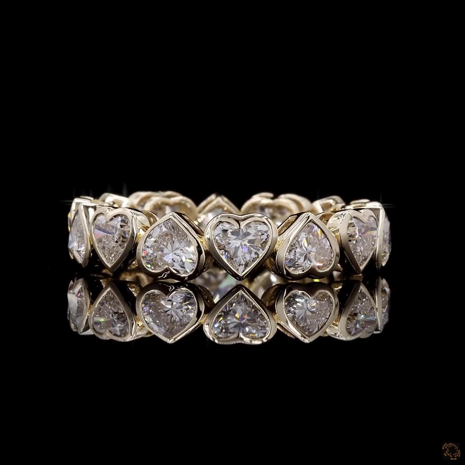 3.79 Ct Heart Shape Cut Horizontal East-West side-by-side alignment along the band