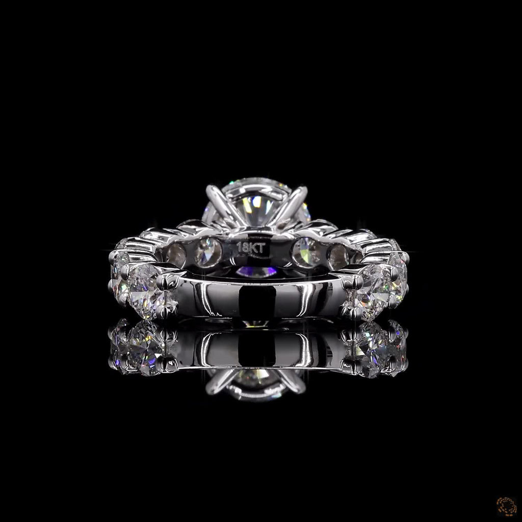 5.45 Ct Round Cut Lab Grown Diamond Ring  Pave Engagement Ring