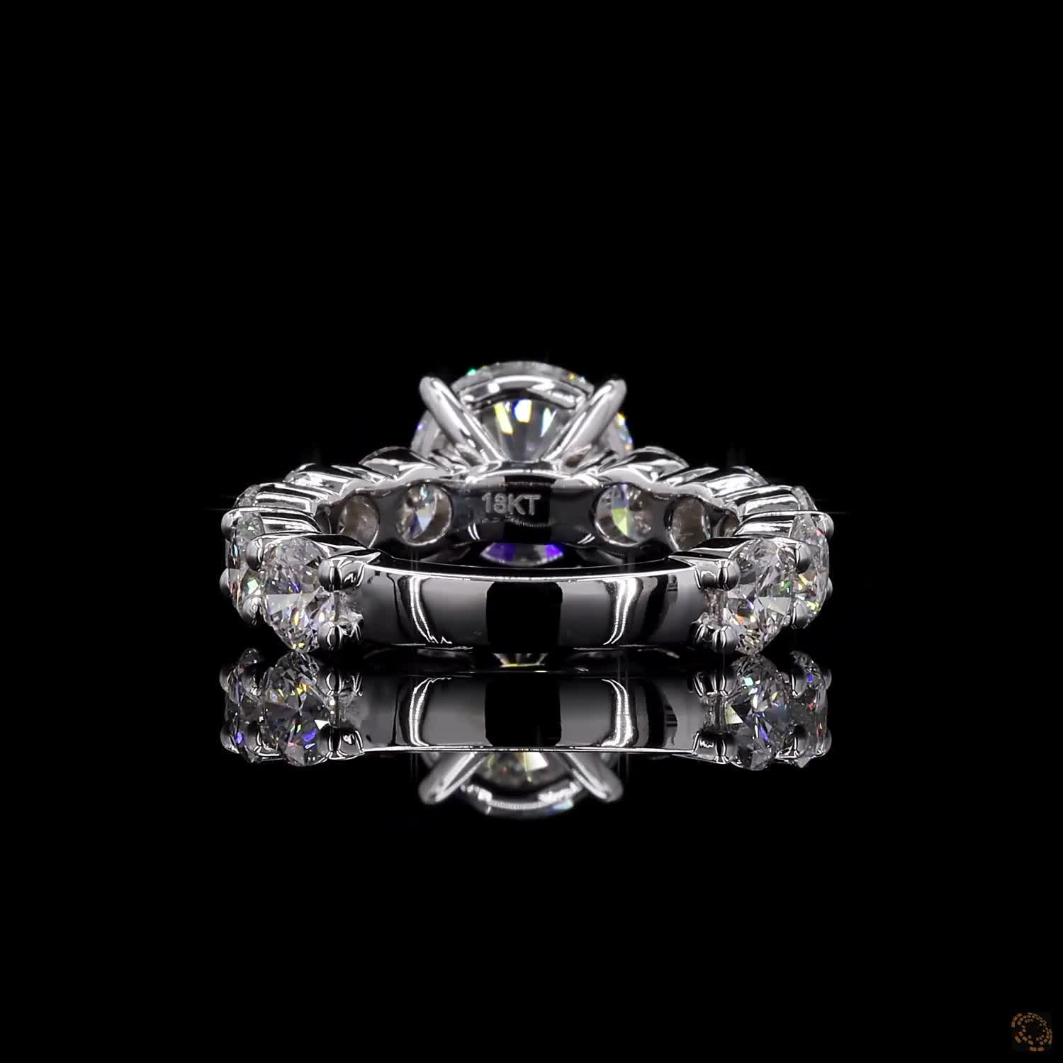 5.45 Ct Round Cut Lab Grown Diamond Ring  Pave Engagement Ring