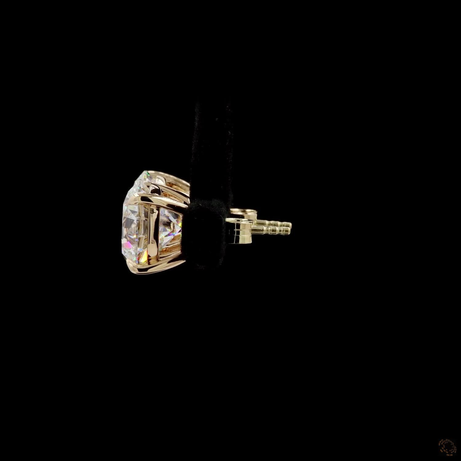 8.03 Ct Classic Round Cut Diamond Solitaire Stud Earrings in 14K Yellow Gold | 4-Prong Claw Setting with Friction Backs