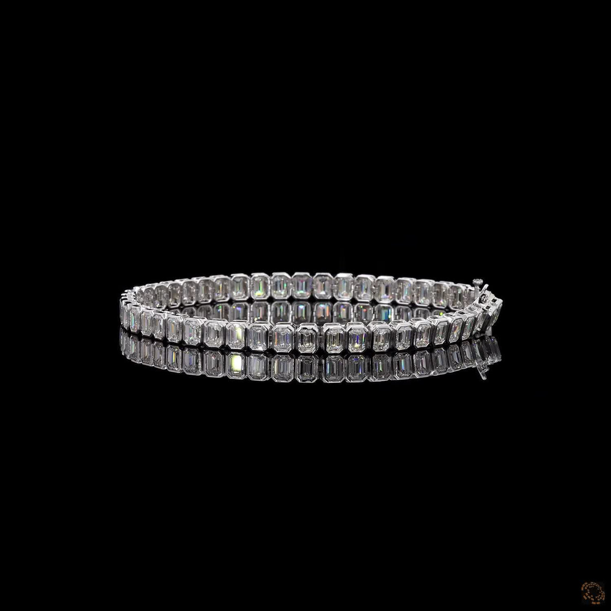 9.56 Ct Large Emerald Cut Diamond Tennis Bracelet, White Gold Bezel Diamond Bracelet, High Carat Emerald Tennis Bracelet, Statement Bezel Diamond Bracelet