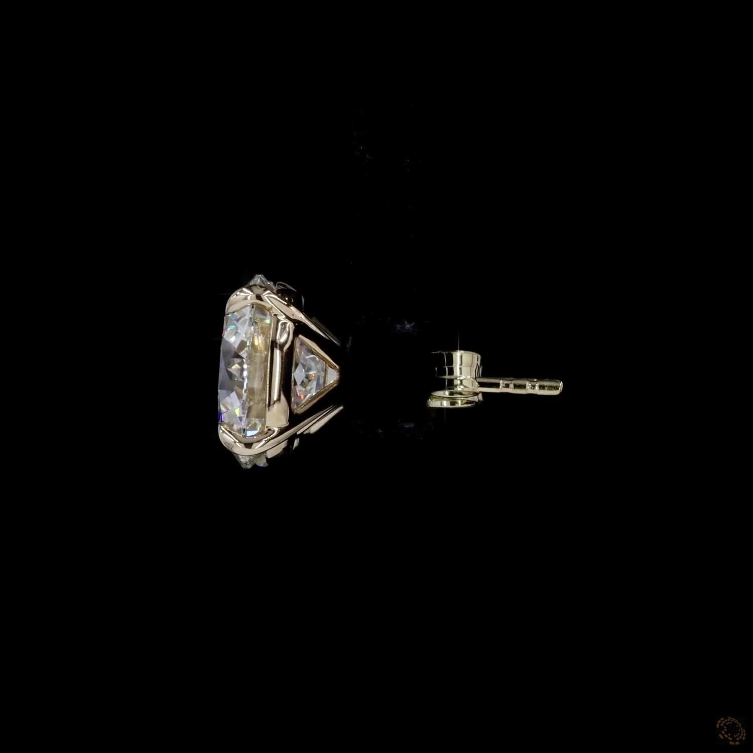 10.09 Ct Round Diamond Solitaire Stud Earrings, High-Polish 14K Yellow Gold 4-Prong Split Claw Studs for Women
