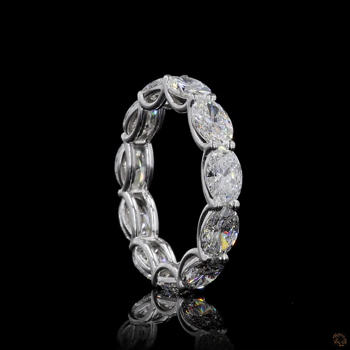 5.23 Ct East West Oval Diamond Eternity Band, Horizontal Oval Cut Wedding Band, East-West Oval Eternity Ring, Scalloped Basket Oval Band