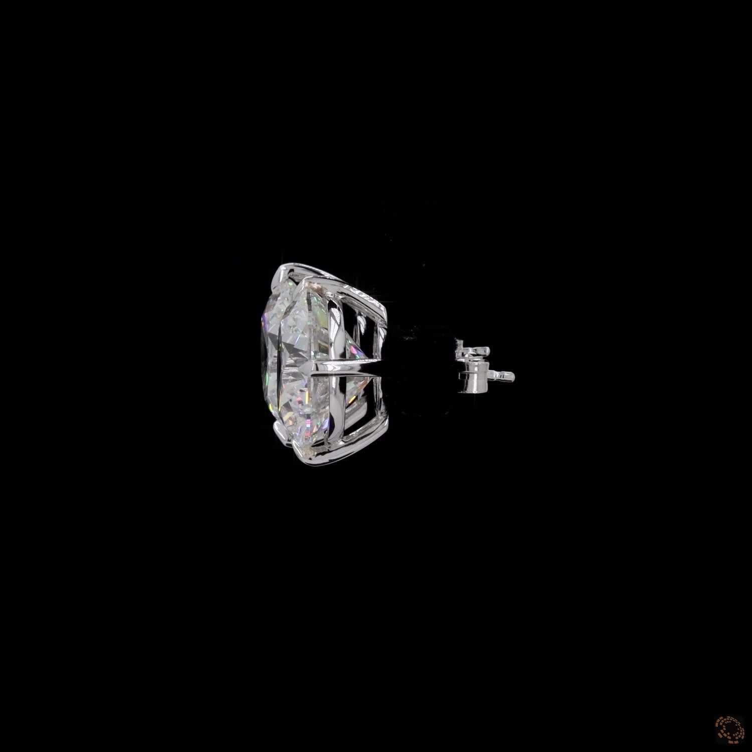 12.14 Ct White gold solitaire earrings, essential luxury diamond studs, lab grown round diamond studs, bridal diamond stud earrings
