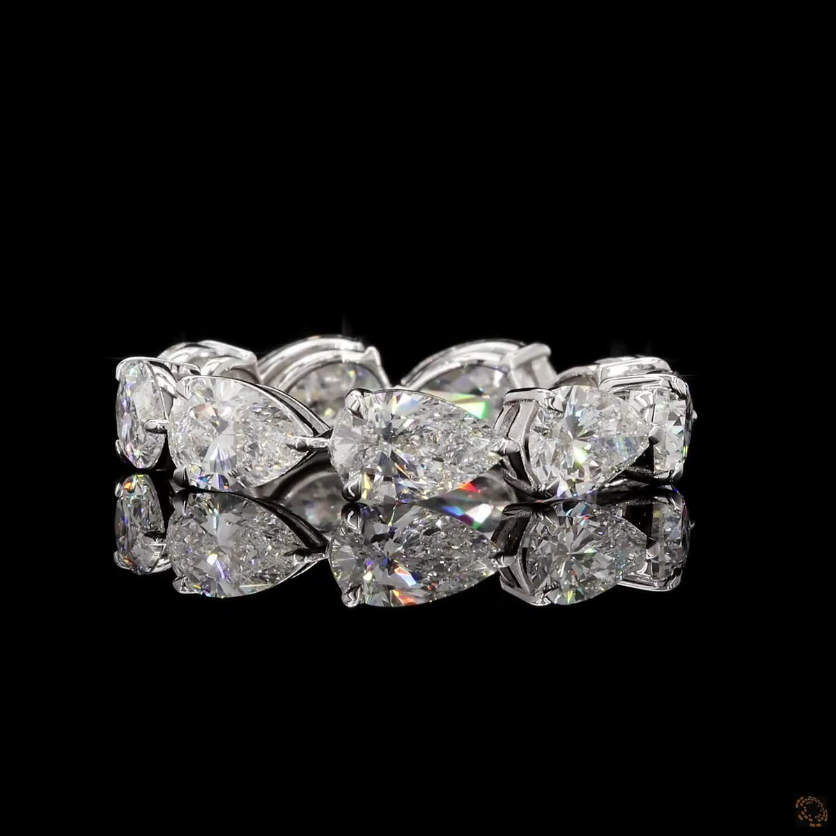 5.14 Ct Pear Cut Lab Grown Diamond Eternity Band Ring in 14K White Gold | Shared Prong Full Eternity Wedding Band | Anniversary Ring for Women
