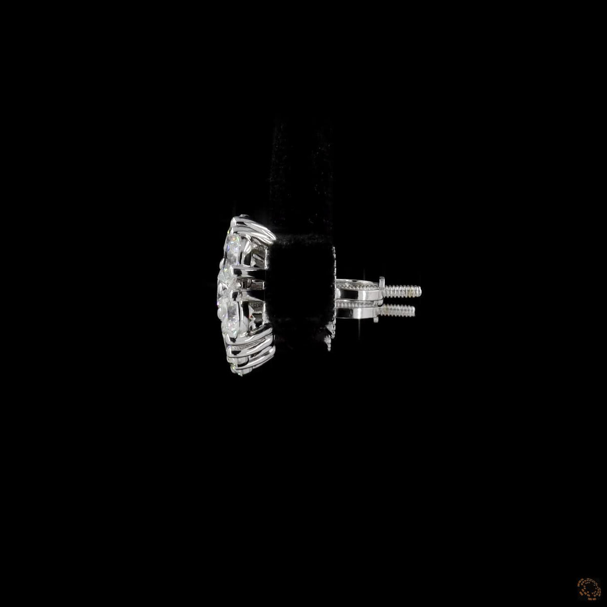 2.2 Ct Round Brilliant Cut Central diamond framed by a floral halo of round diamonds