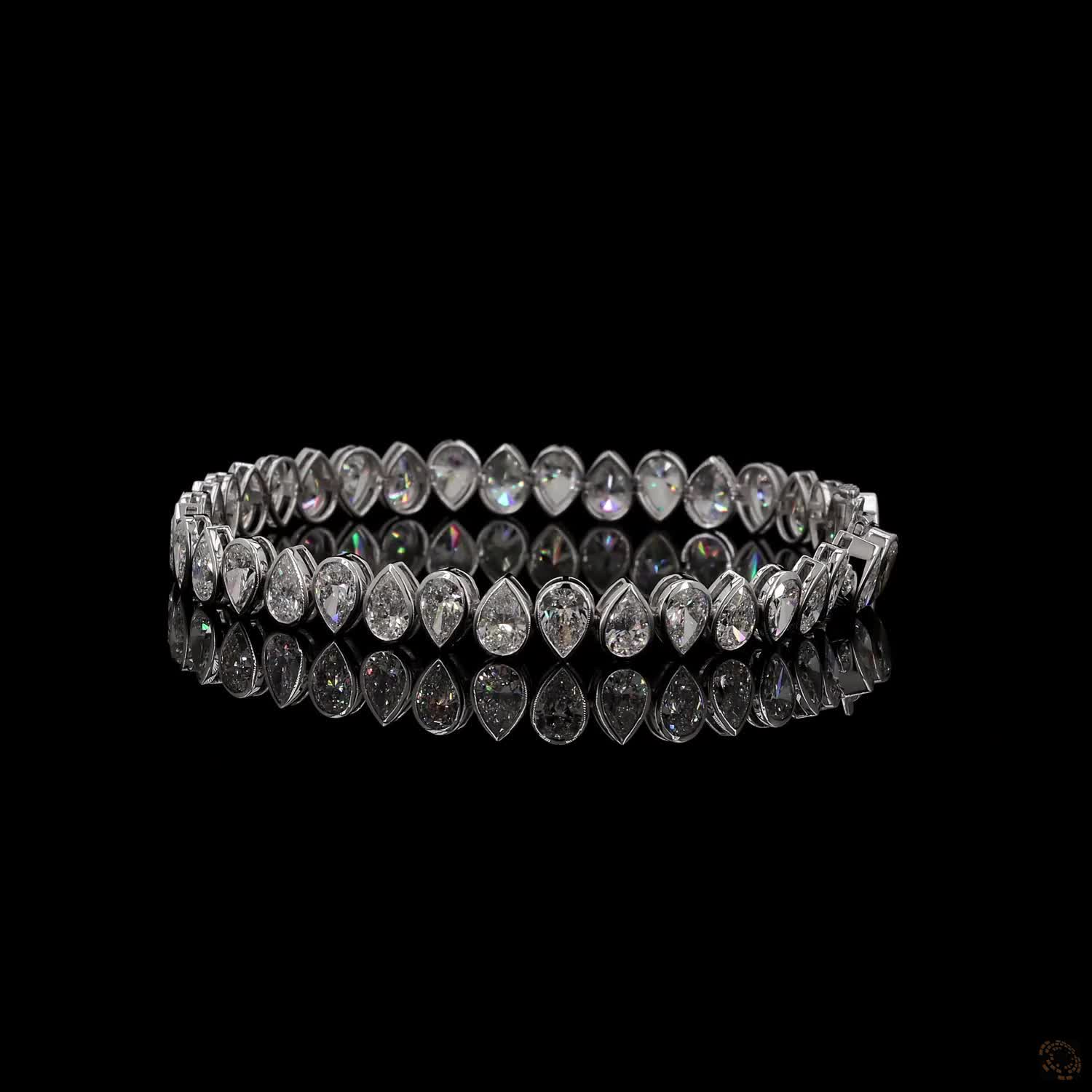 12.82 Ct North-South Pear-Cut Diamond Bezel Tennis Bracelet in White Gold