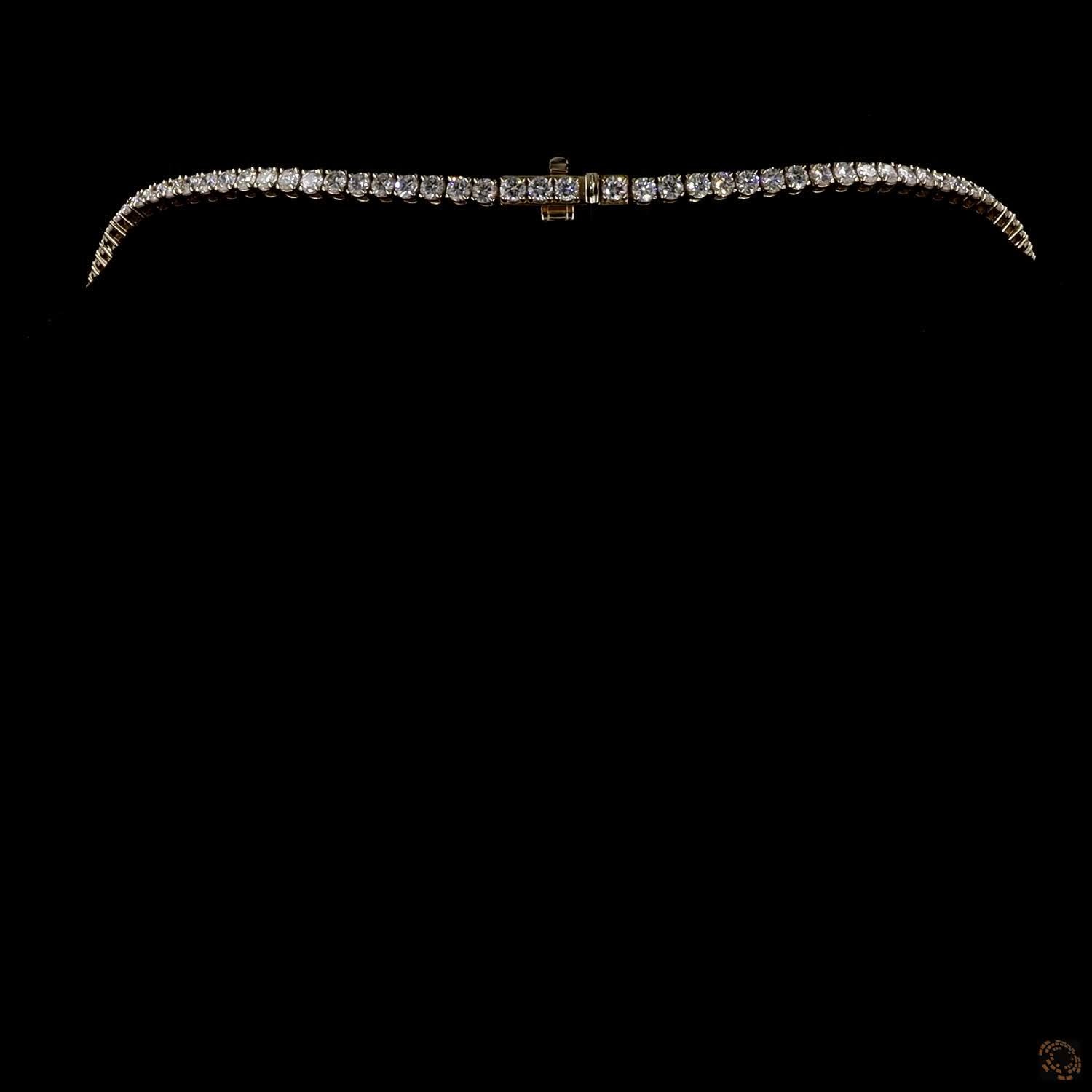 8.56 Ct Classic Round Brilliant Eternity Tennis Line Necklace in Yellow Gold