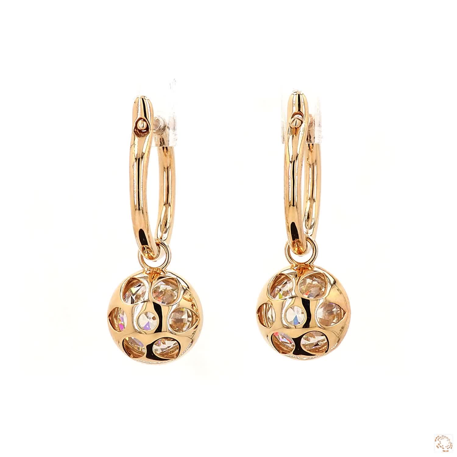 5.10 Ct Round Cut Diamond Dangle Huggie Hoop Earrings, 14K Gold Solitaire Charm Drops