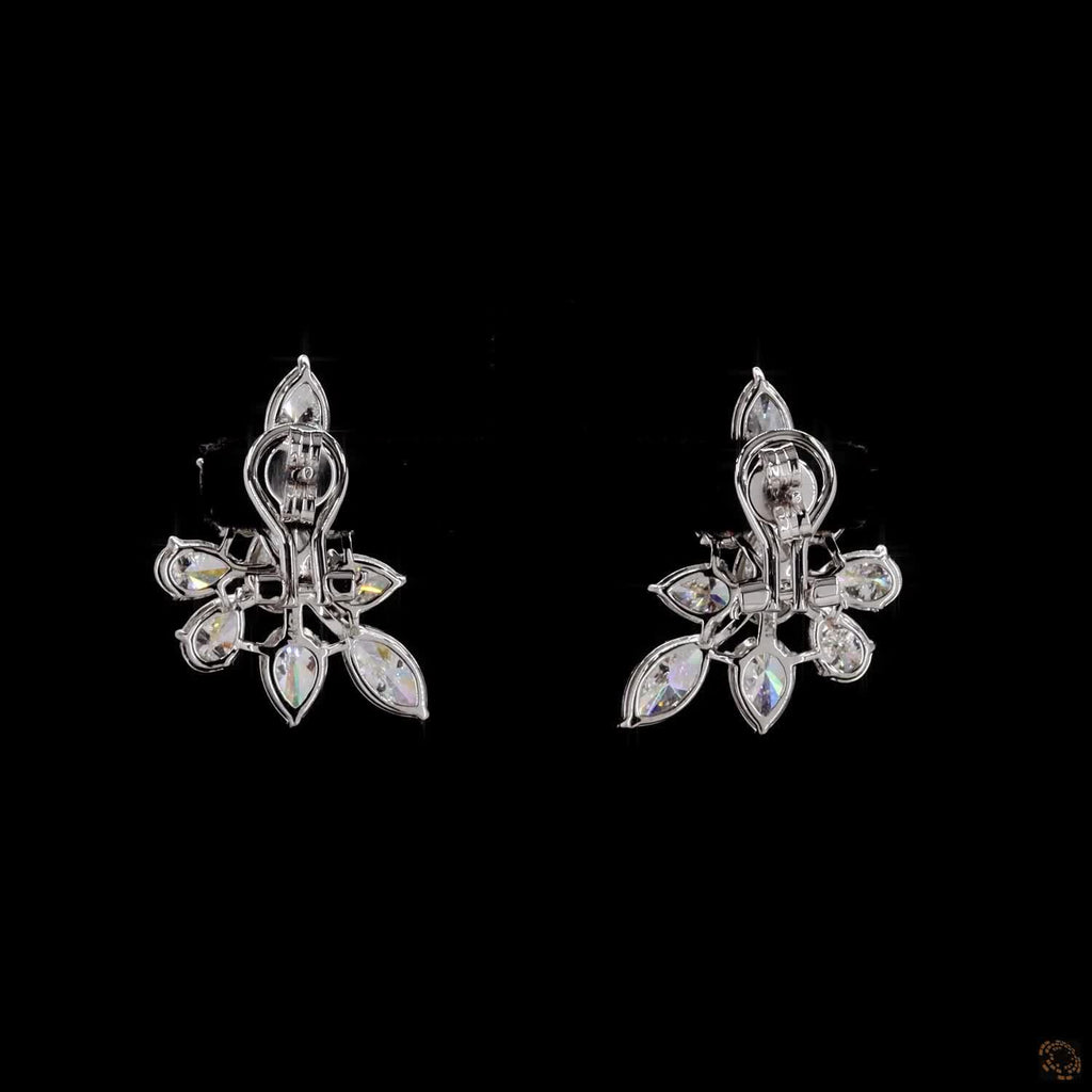8.10 Ct Real Diamonds 14k White Gold Cluster Earrings