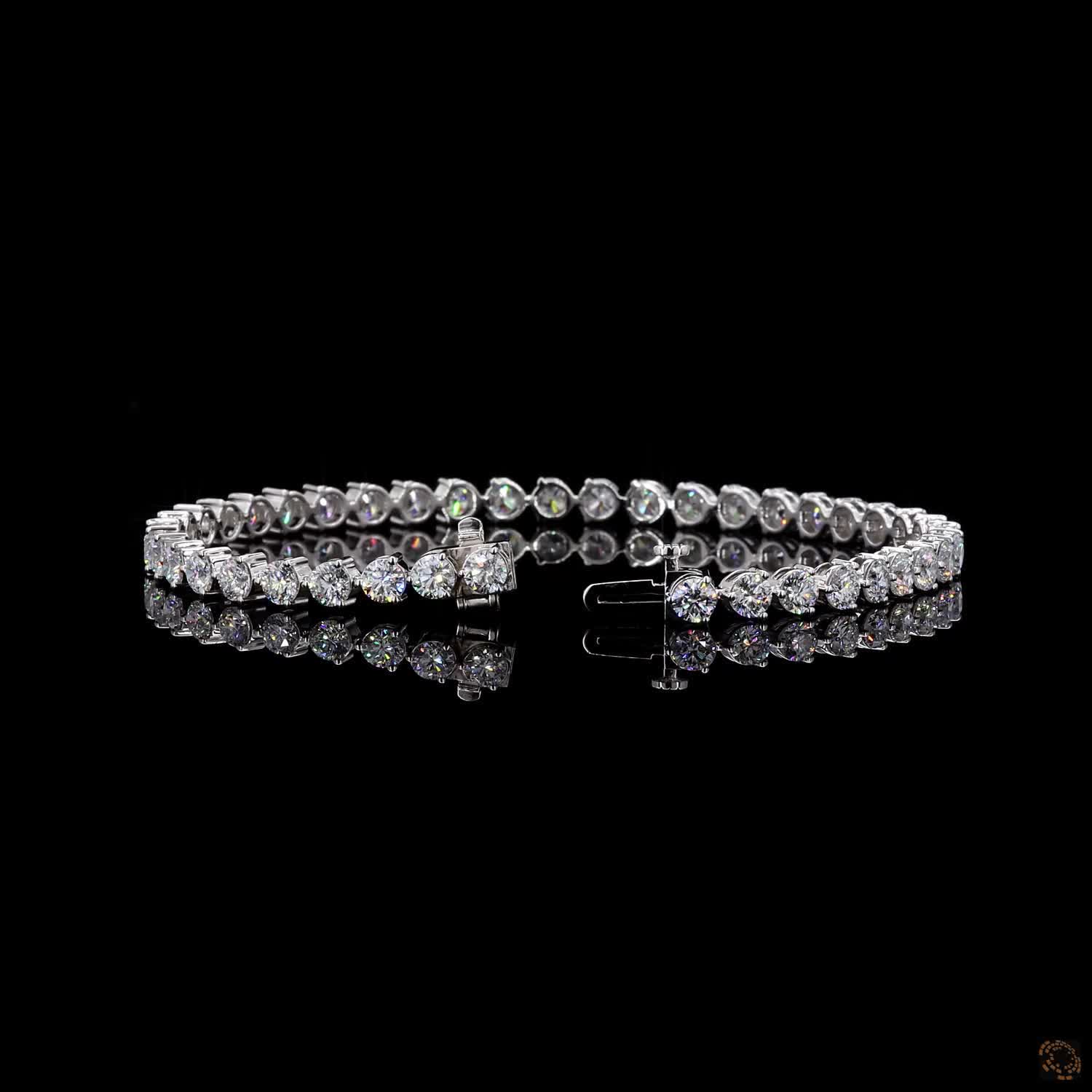 7.52 Ct White Gold Round Cut Moissanite Tennis Bracelet, Classic 4-Prong Eternity Line Bracelet, Icy Fine Jewelry Gift for Her