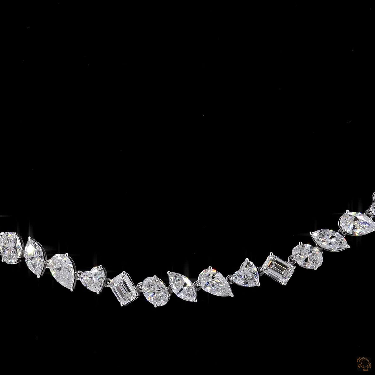 20.95 Ct Mixed Cut Lab Grown Diamond Tennis Necklace in 14K White Gold