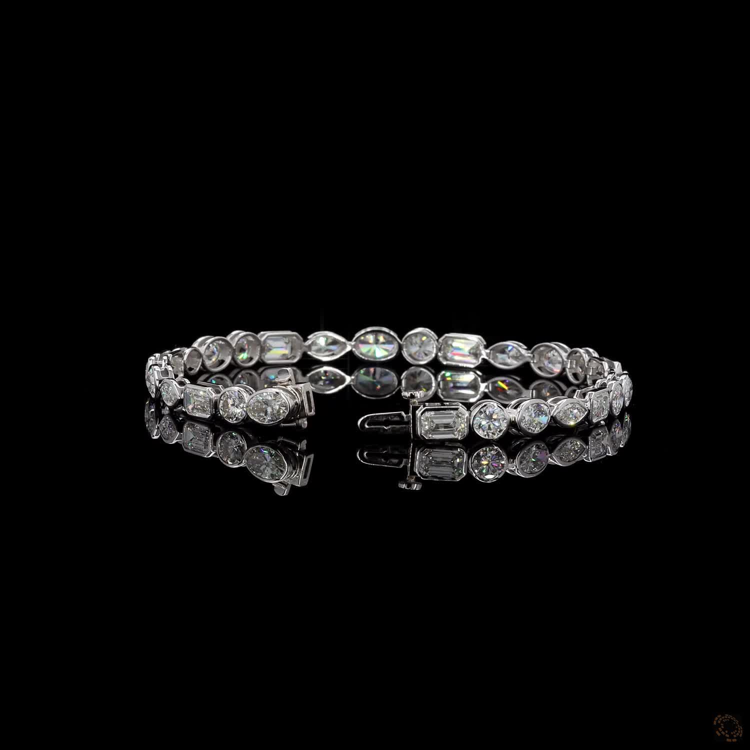9.35 Ct Multi-Shape Diamond Bezel Station Line Bracelet in White Gold