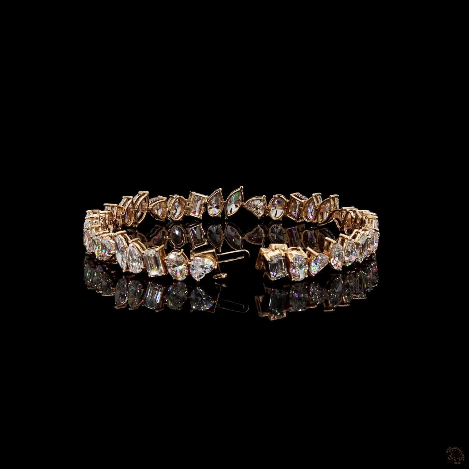 12.65 Ct Mixed-Shape / Fancy-Cut Tennis Bracelet multi-shape cluster sequence