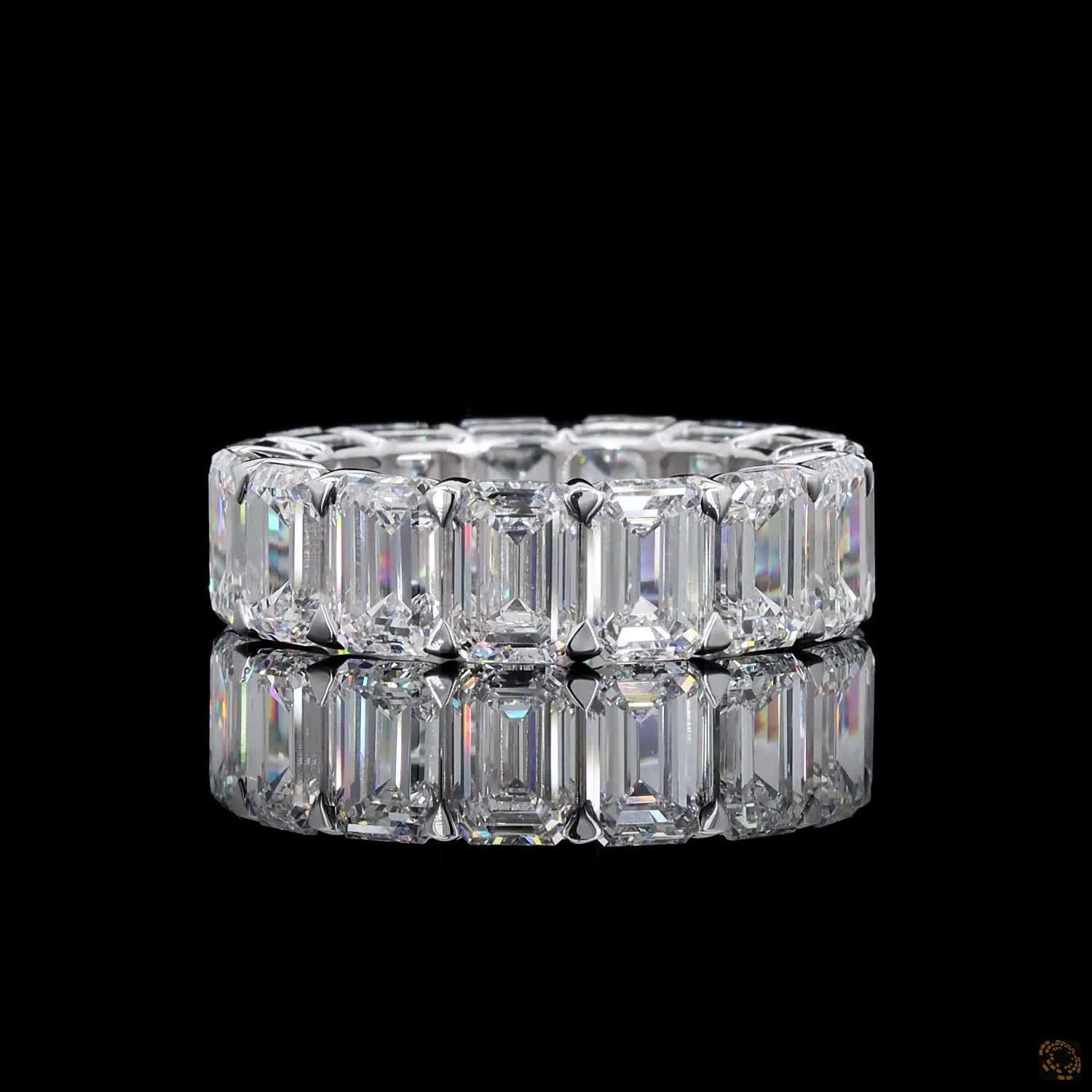13.60 Ct Emerald Cut Diamond Eternity Band – Shared Prong Wedding Ring
