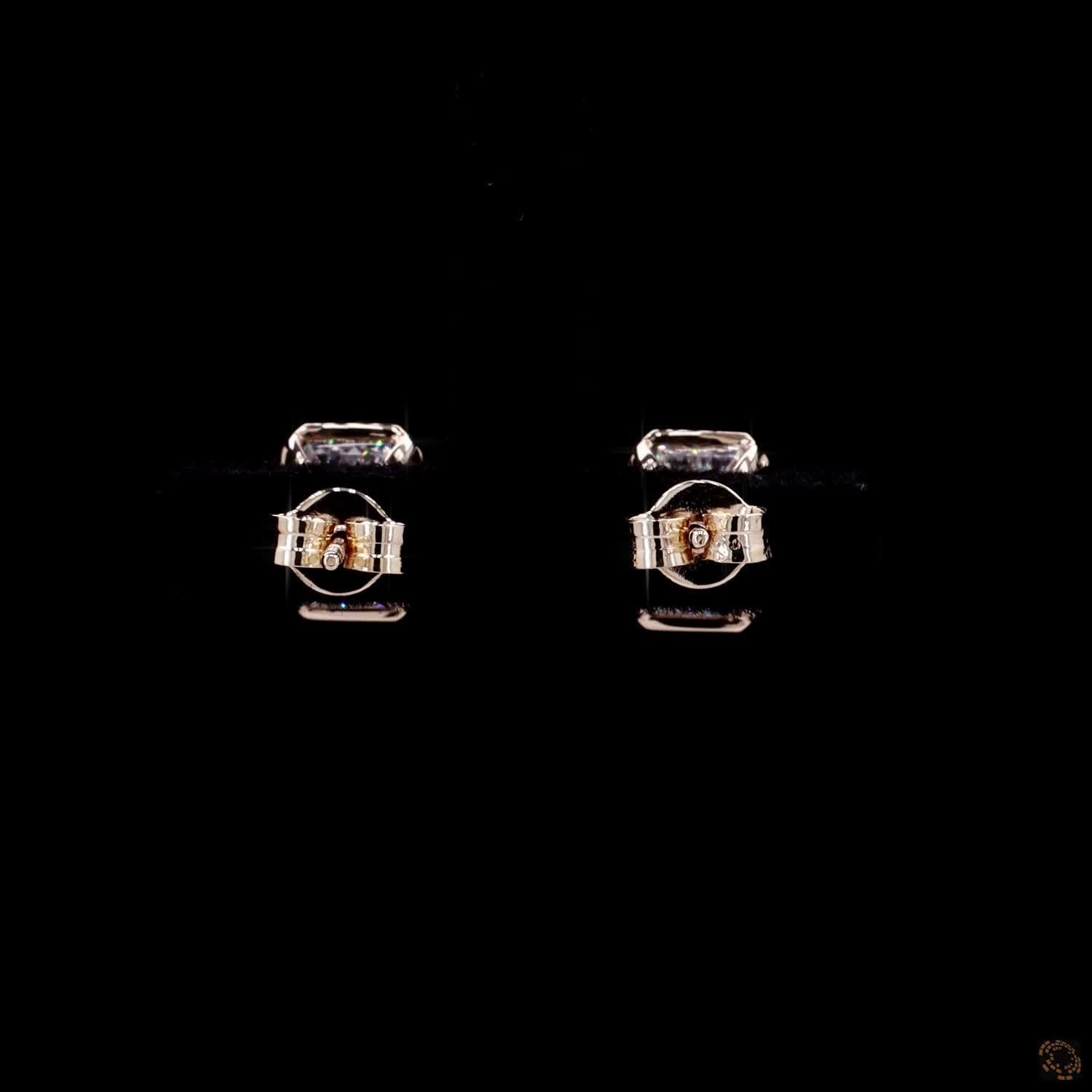 4.09 Ct 14K Yellow GOLD Emerald Shape Studs Earring