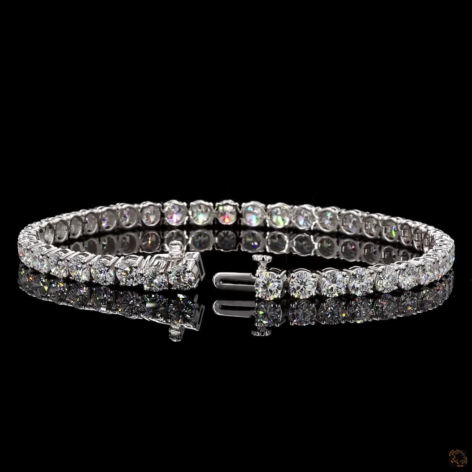 9.92 Ct 14K White Gold Graduated Round  Tennis Bracelet with Double Latch Box Clasp