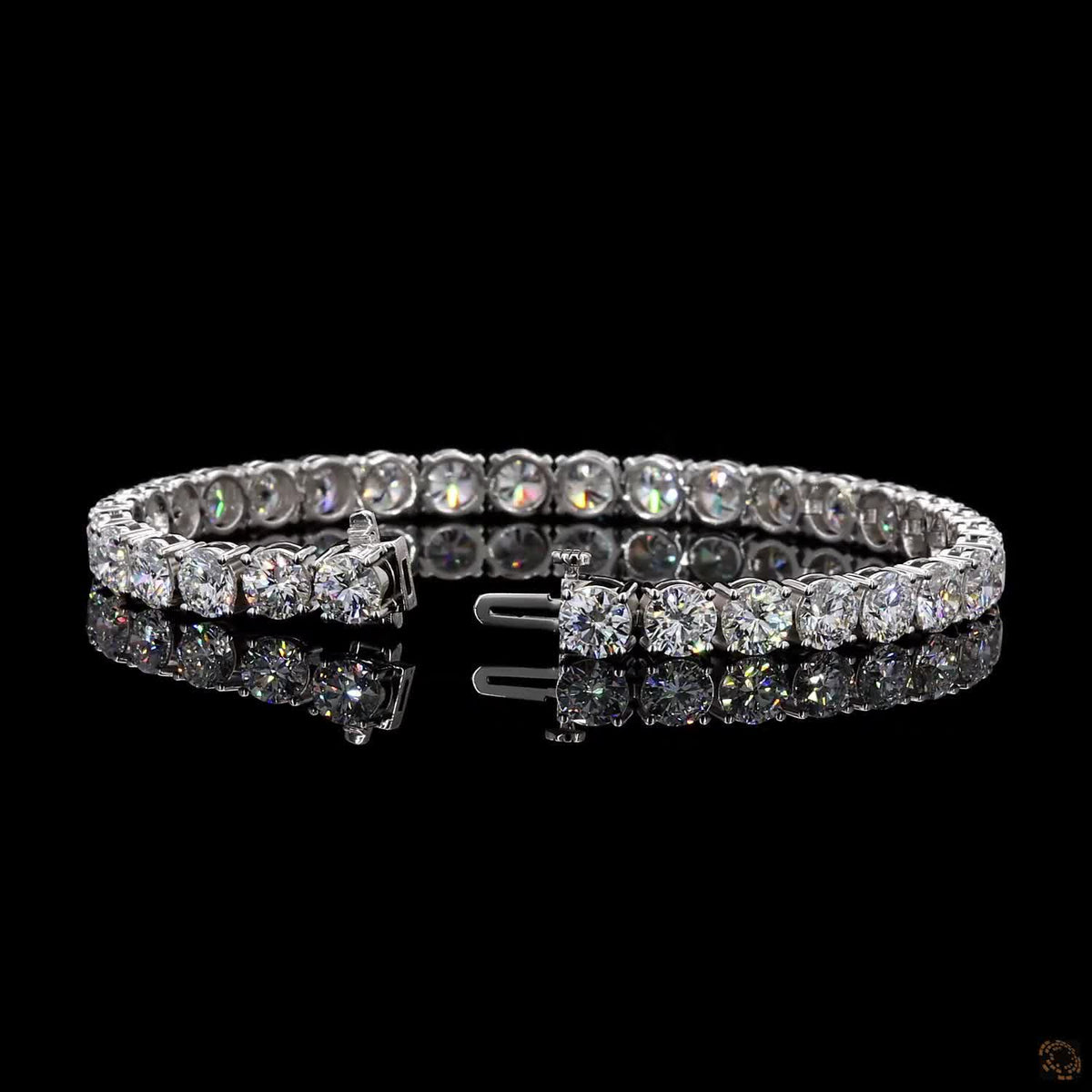 16.98 Ct 14K White Gold Round Tennis Bracelet with Double Latch Box Clasp
