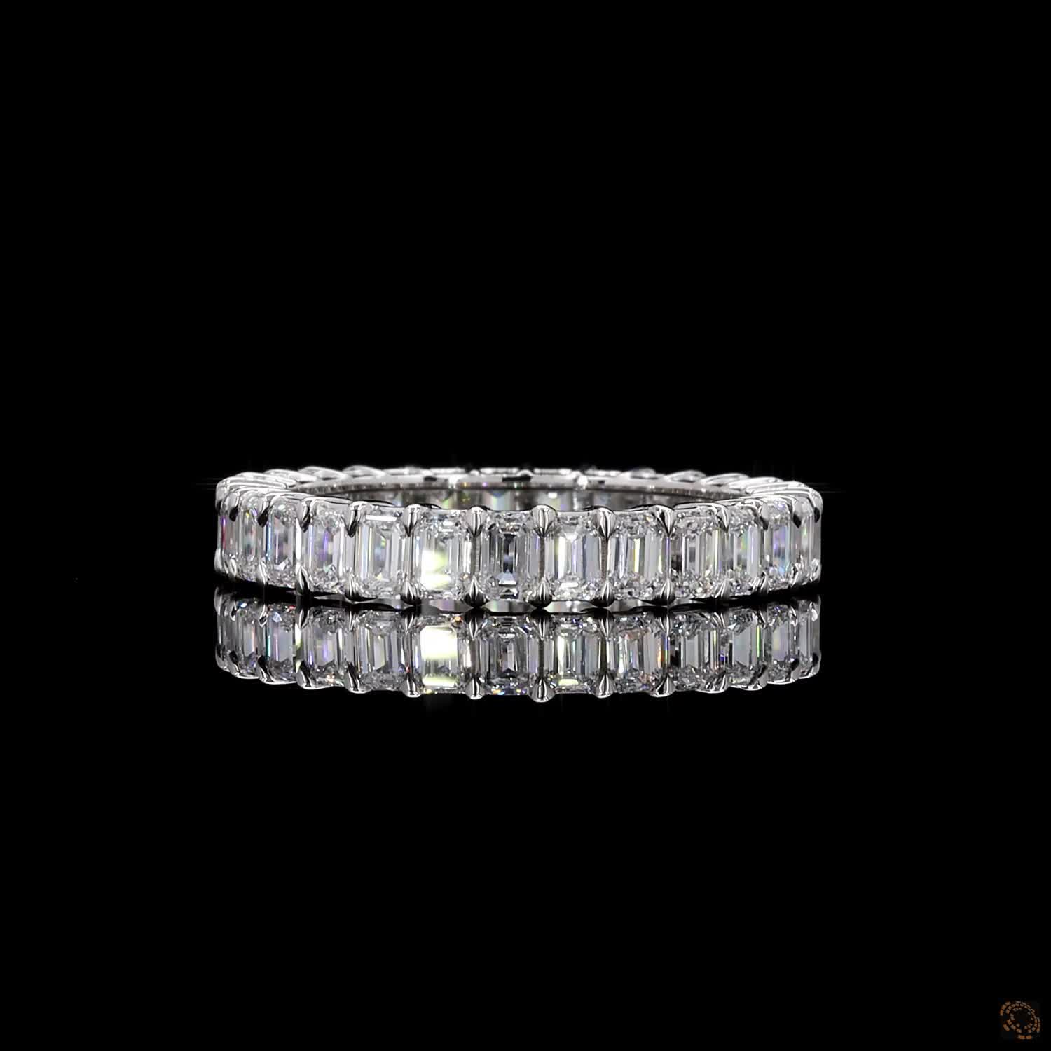 2.94 Cts Emerald Cut Diamond Wedding Band 14k White Gold