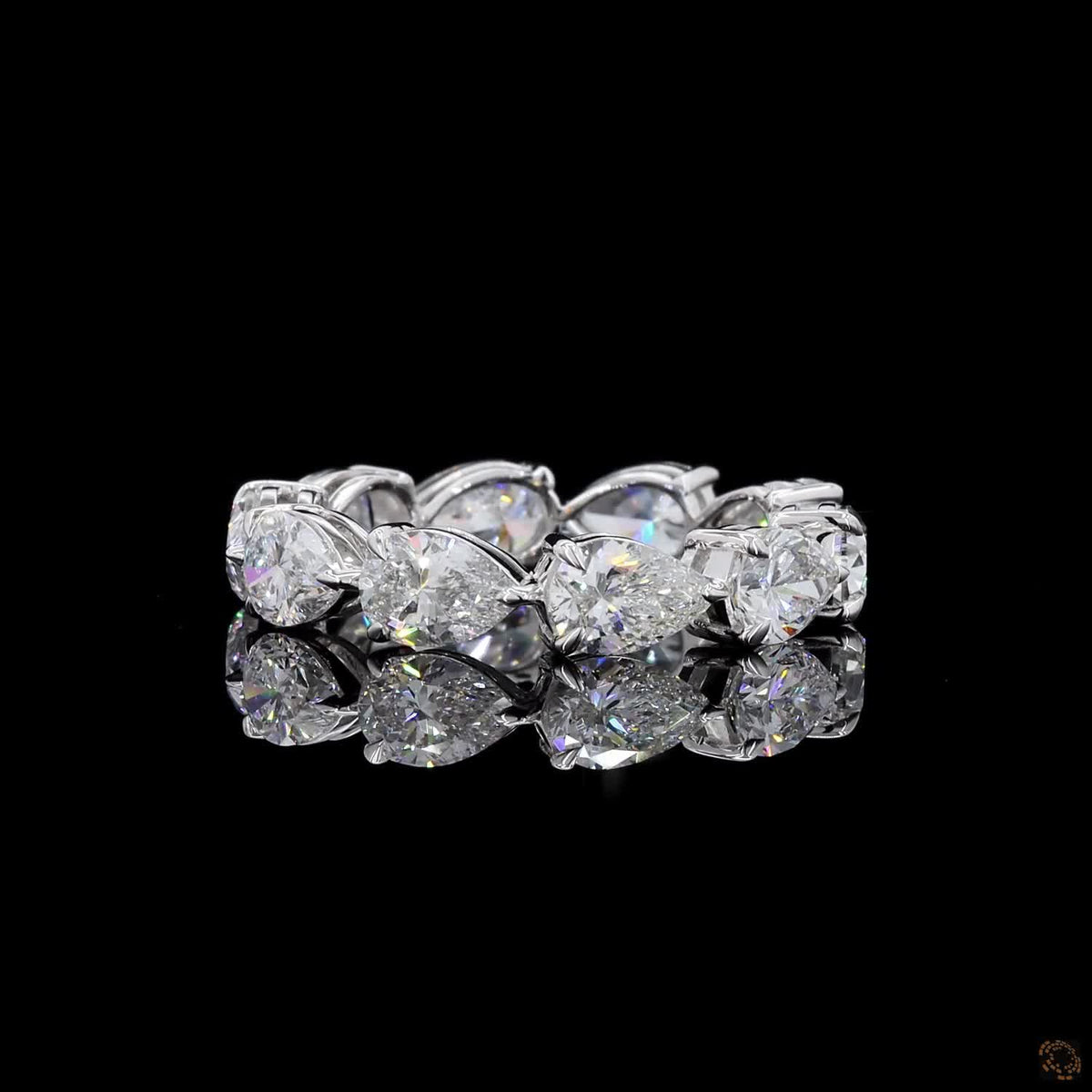 3.76 Ct East-West Pear Cut Diamond Eternity Band in White Gold