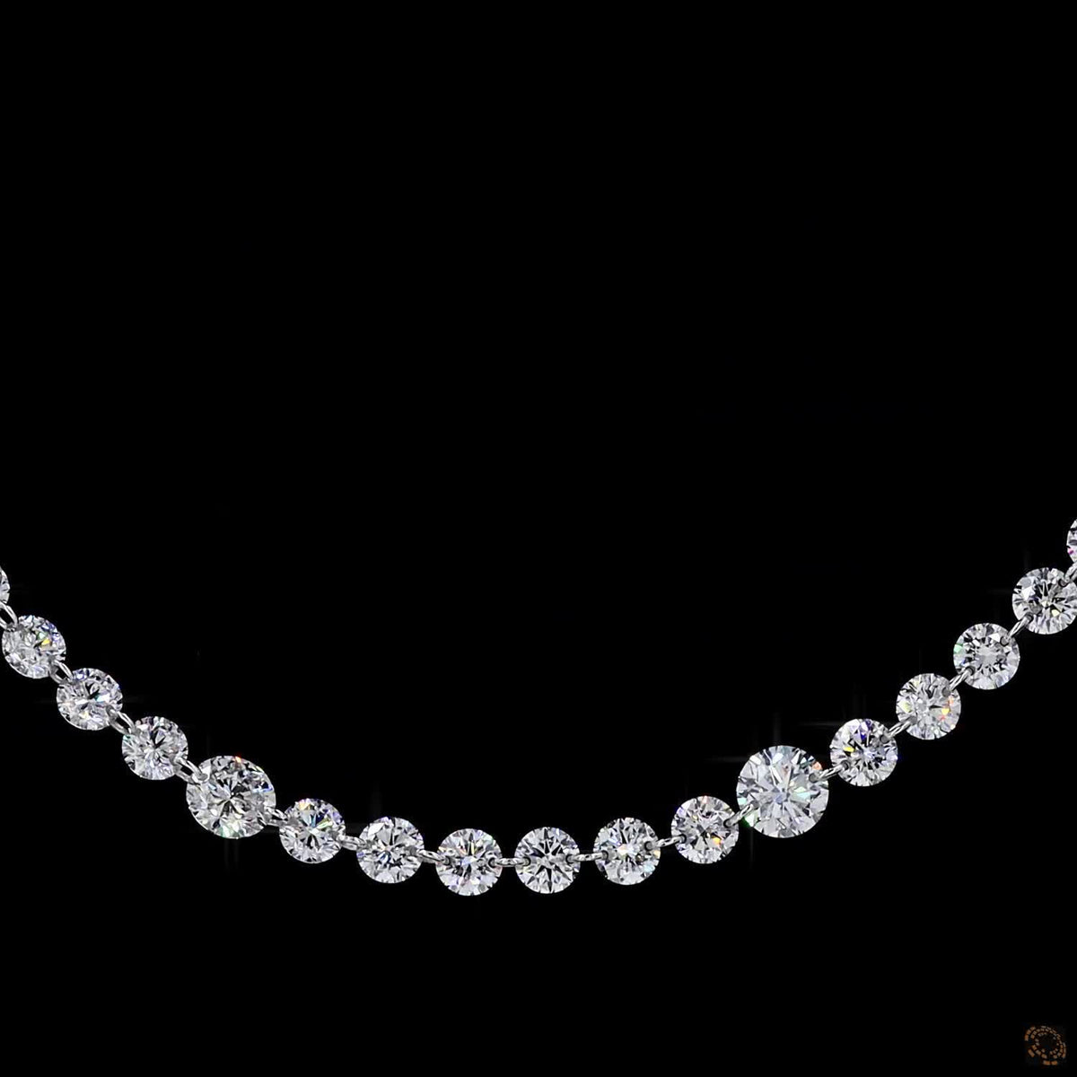 23.02 Ct Round Diamond Station Necklace in White Gold