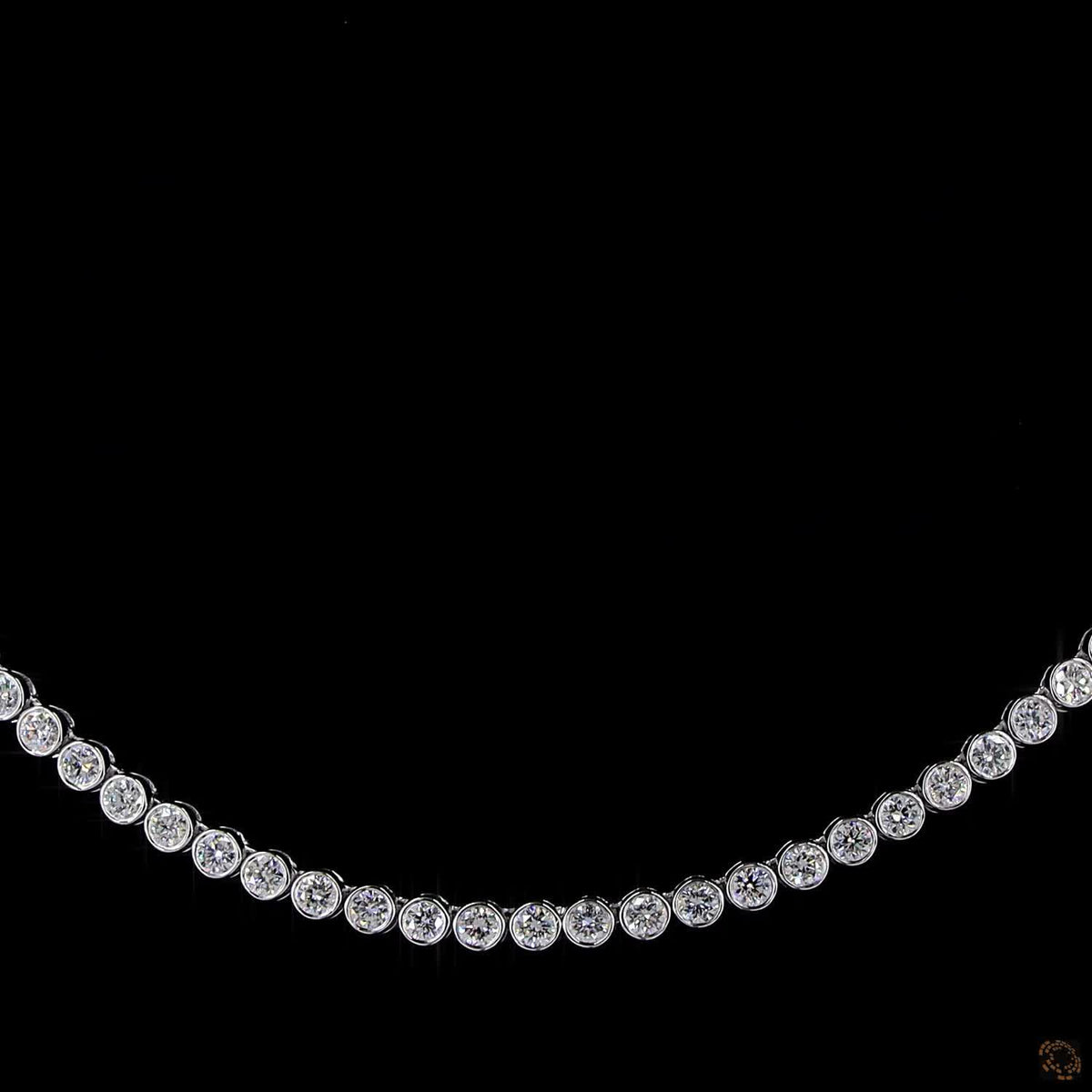 6.59 Ct White Gold Round Diamond Bezel Riviera Graduated Necklace